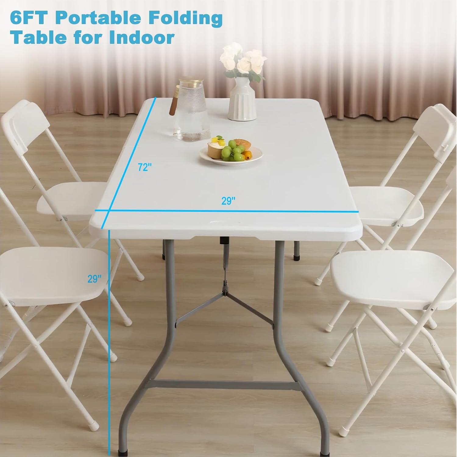 Mesa Plegable de Plástico SEALAMB 1.83 m Blanca para Camping