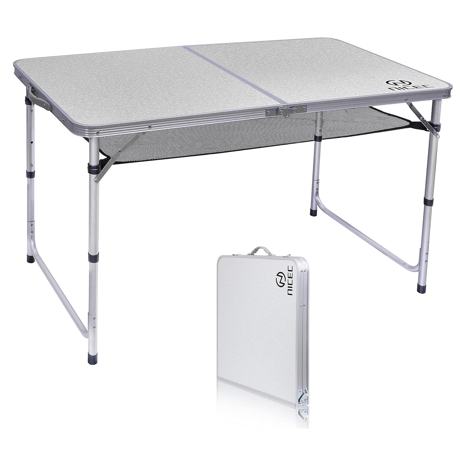 Mesa Plegable Ajustable Nice C Grande Aluminio Blanca