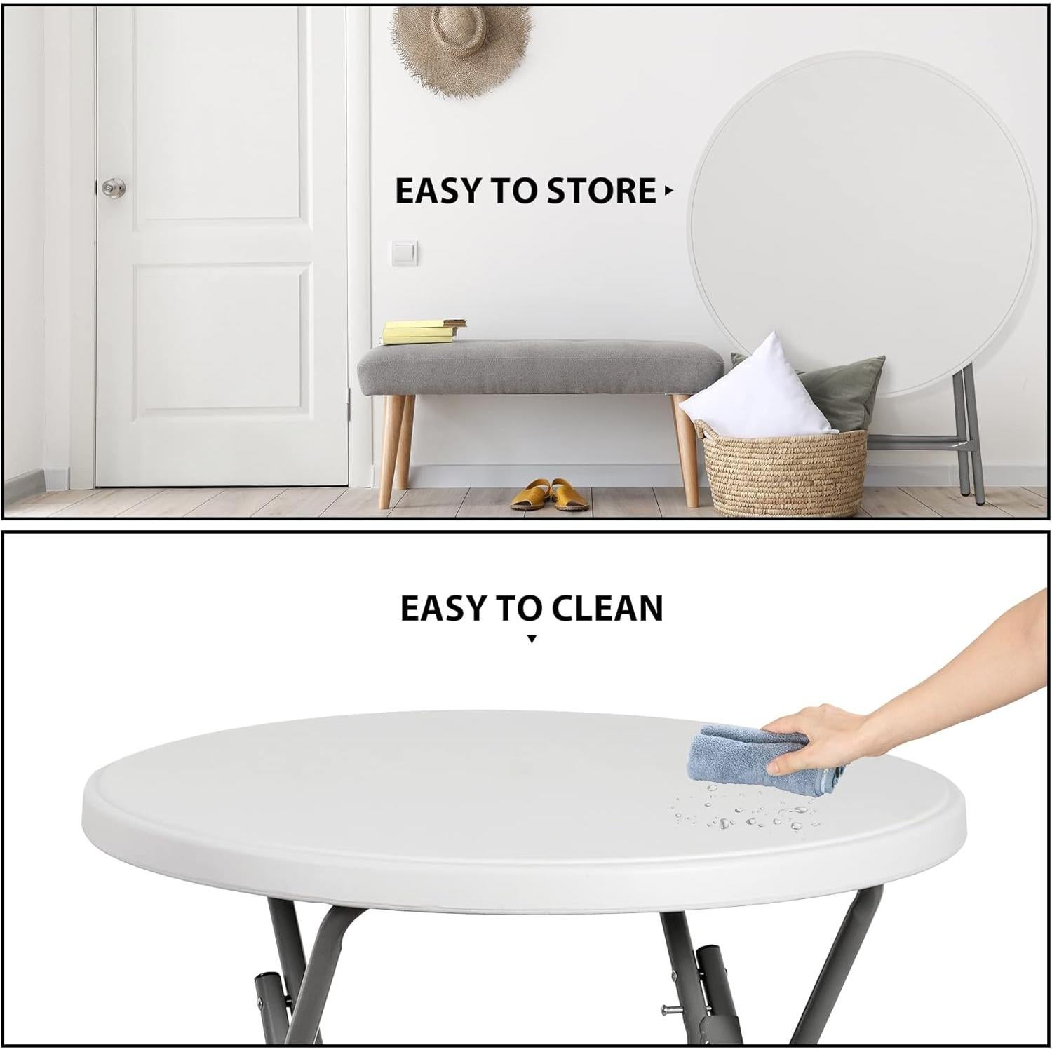 Mesa Plegable Redonda ZenStyle 81.3cm Blanca para Interior y Exterior