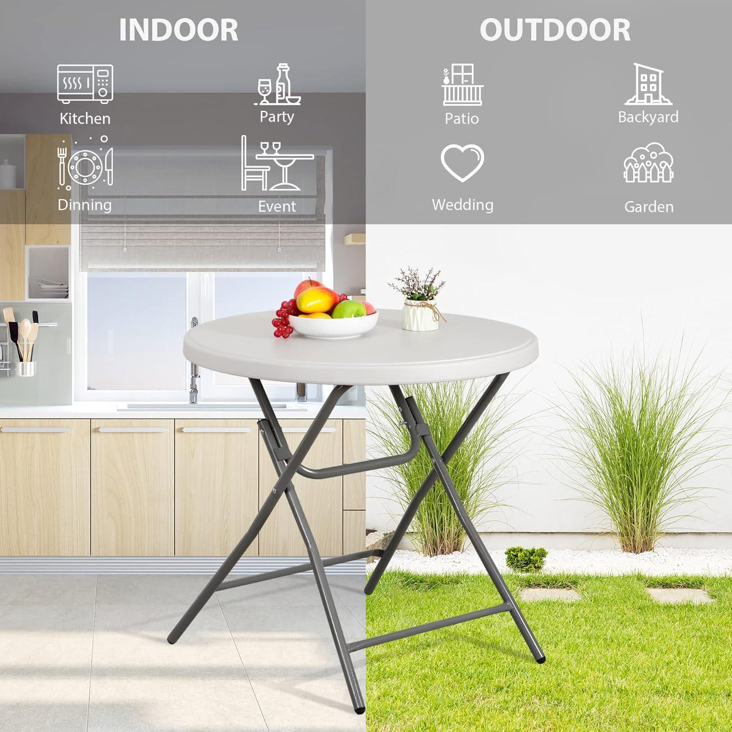 Mesa Plegable Redonda ZenStyle 81.3cm Blanca para Interior y Exterior