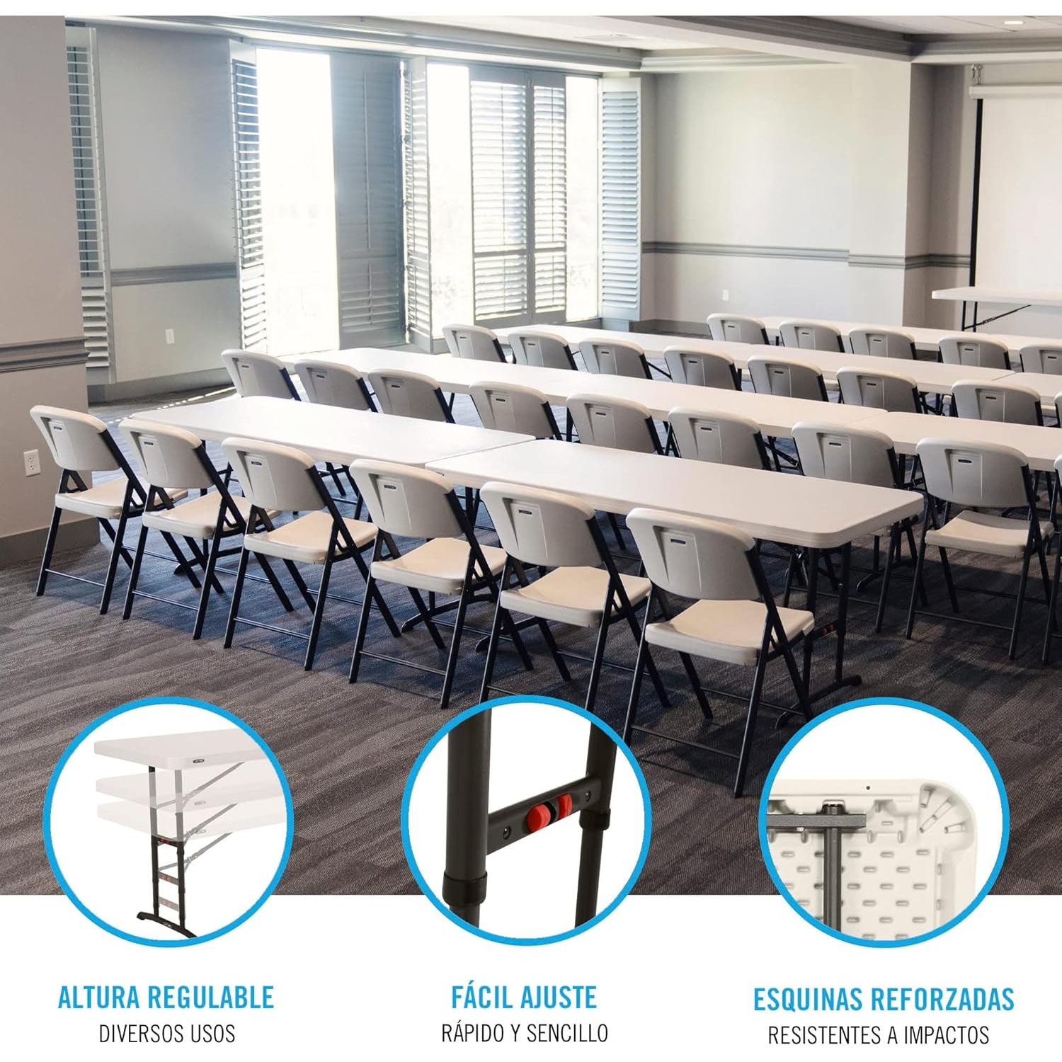 Lifetime Products 80565 Adjustable Height Folding Utility Table, 6' , Almond