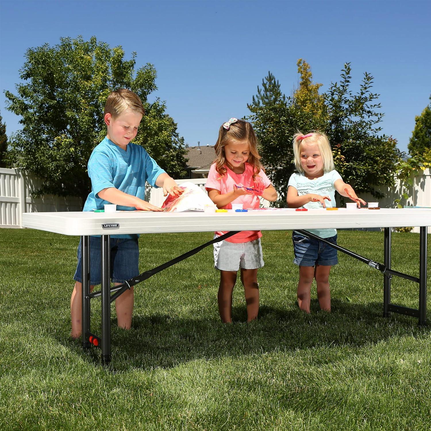 Lifetime Products 80565 Adjustable Height Folding Utility Table, 6' , Almond