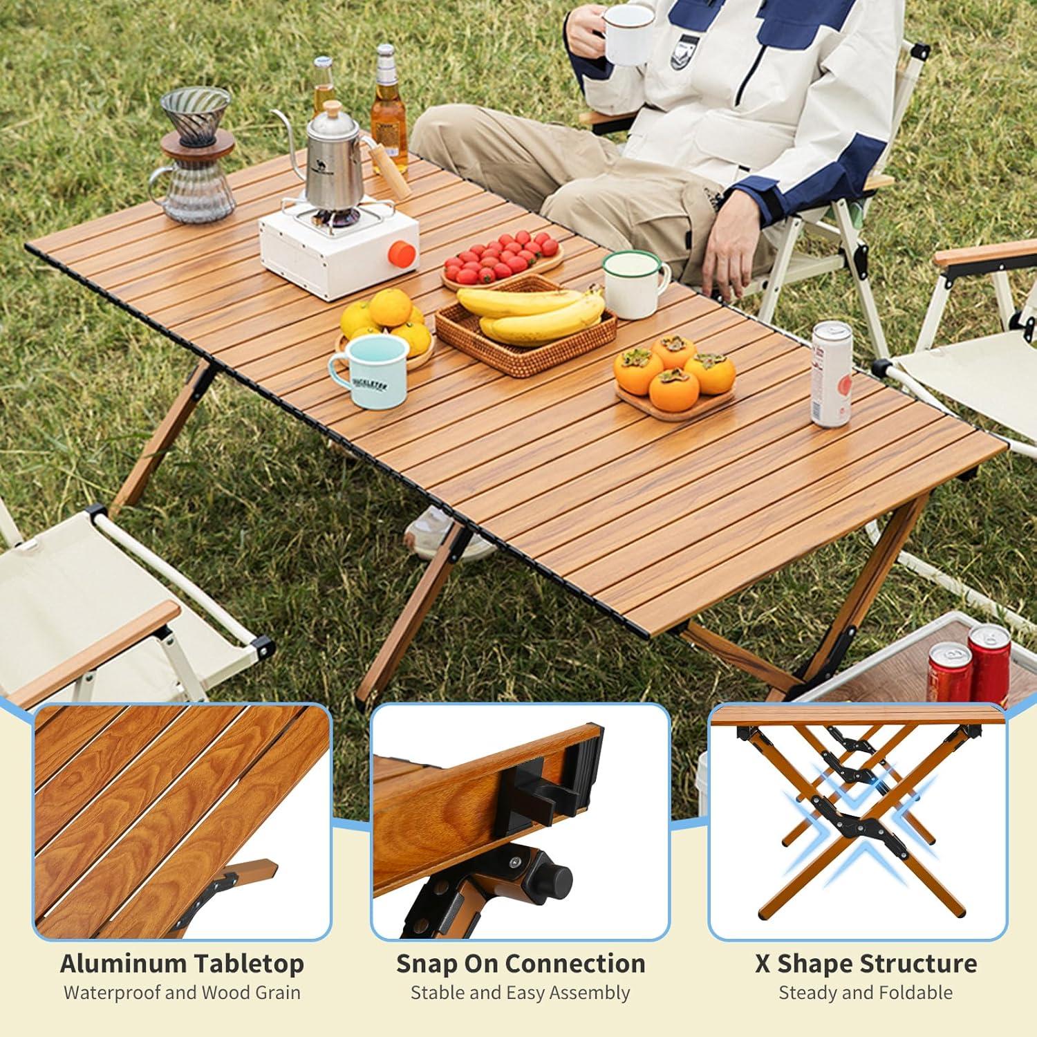 Mesa de Camping Plegable TAO ONE HWFT 121.9x61cm Marrón