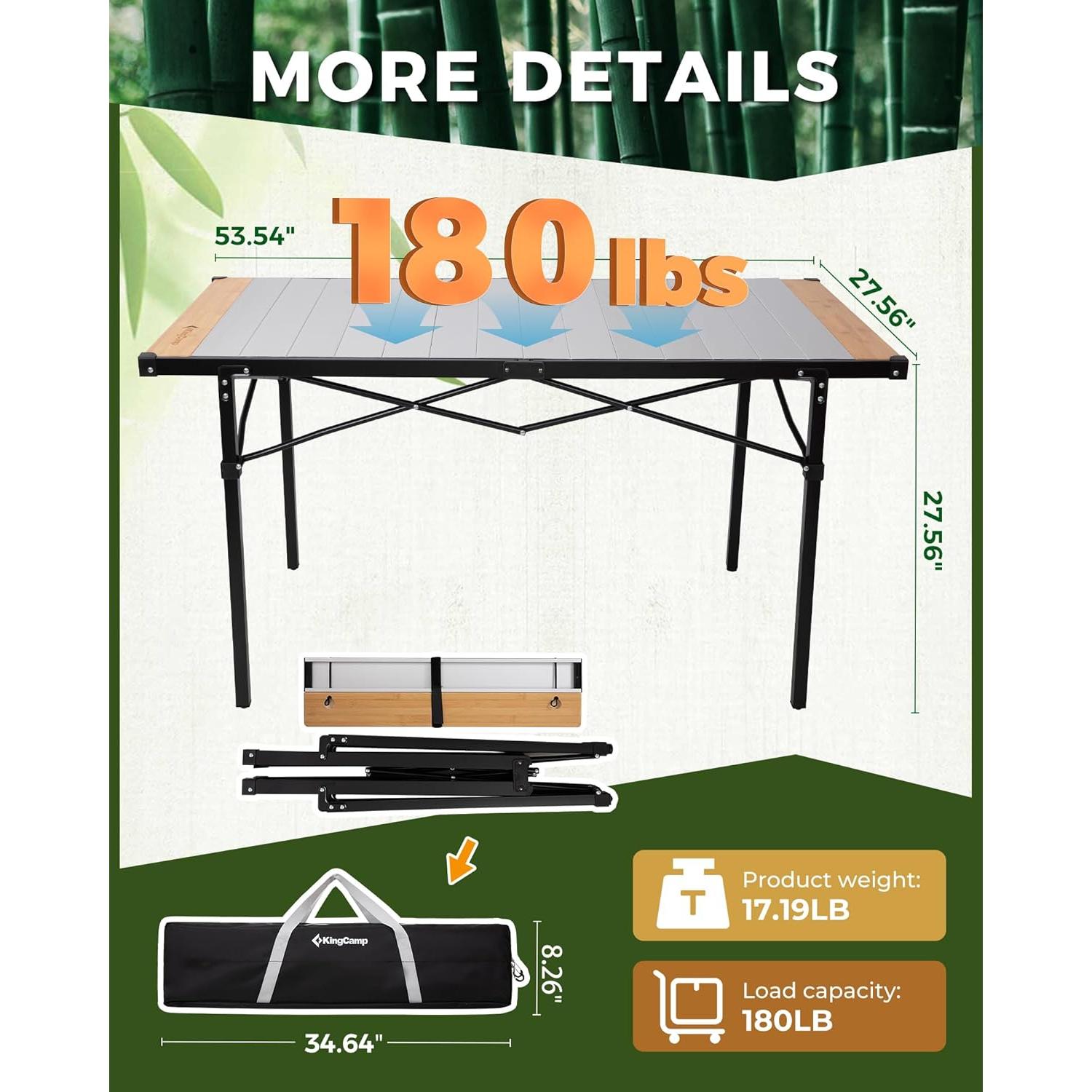 Silla de Camping Doble KingCamp con Porta Vasos y Mesa Plegable