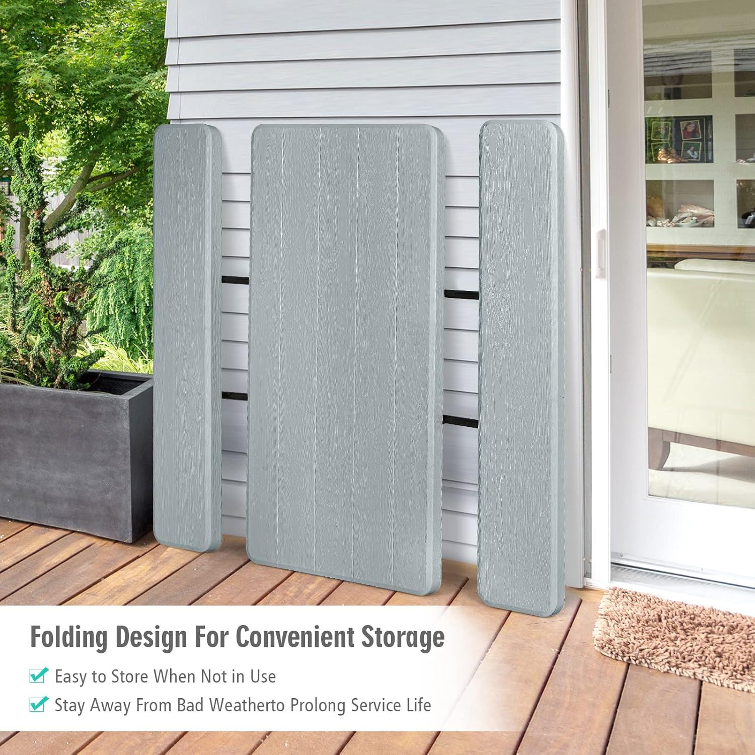 Picnic Table, 550 LBS Folding Picnic Tables with Benches & Seats, Weather-Resistant Easy Setup Portable Picnic Table, Wood-Like Foldable Picnic Tables for Outdoors Patio Deck Party BBQ (Grey)