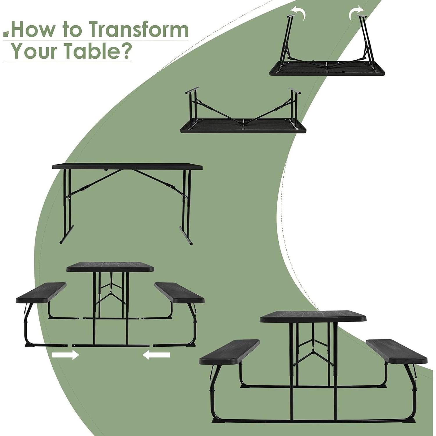 Conjunto de Mesa y Banco de Picnic Plegable Giantex 137x71cm