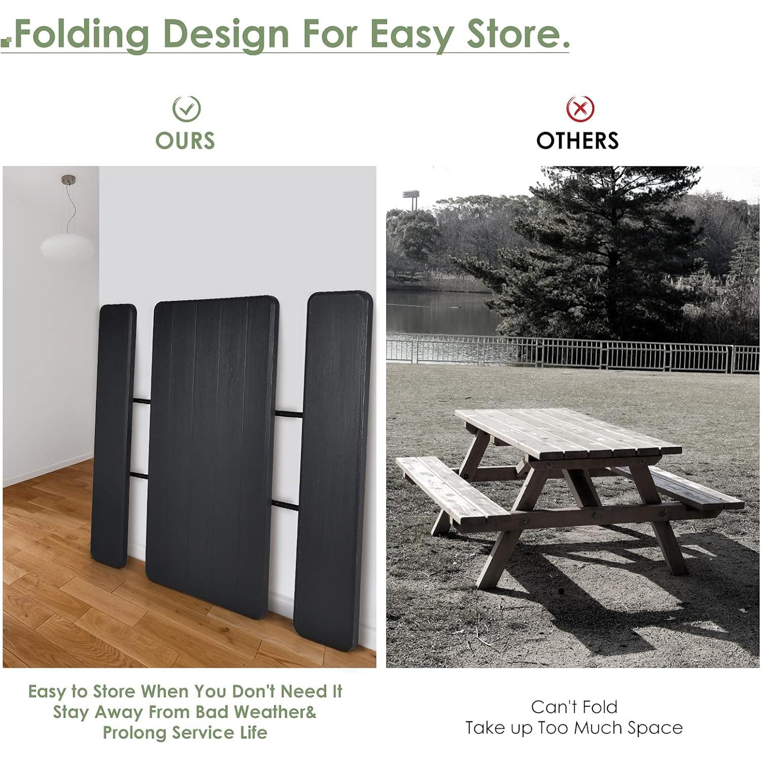 Conjunto de Mesa y Banco de Picnic Plegable Giantex 137x71cm