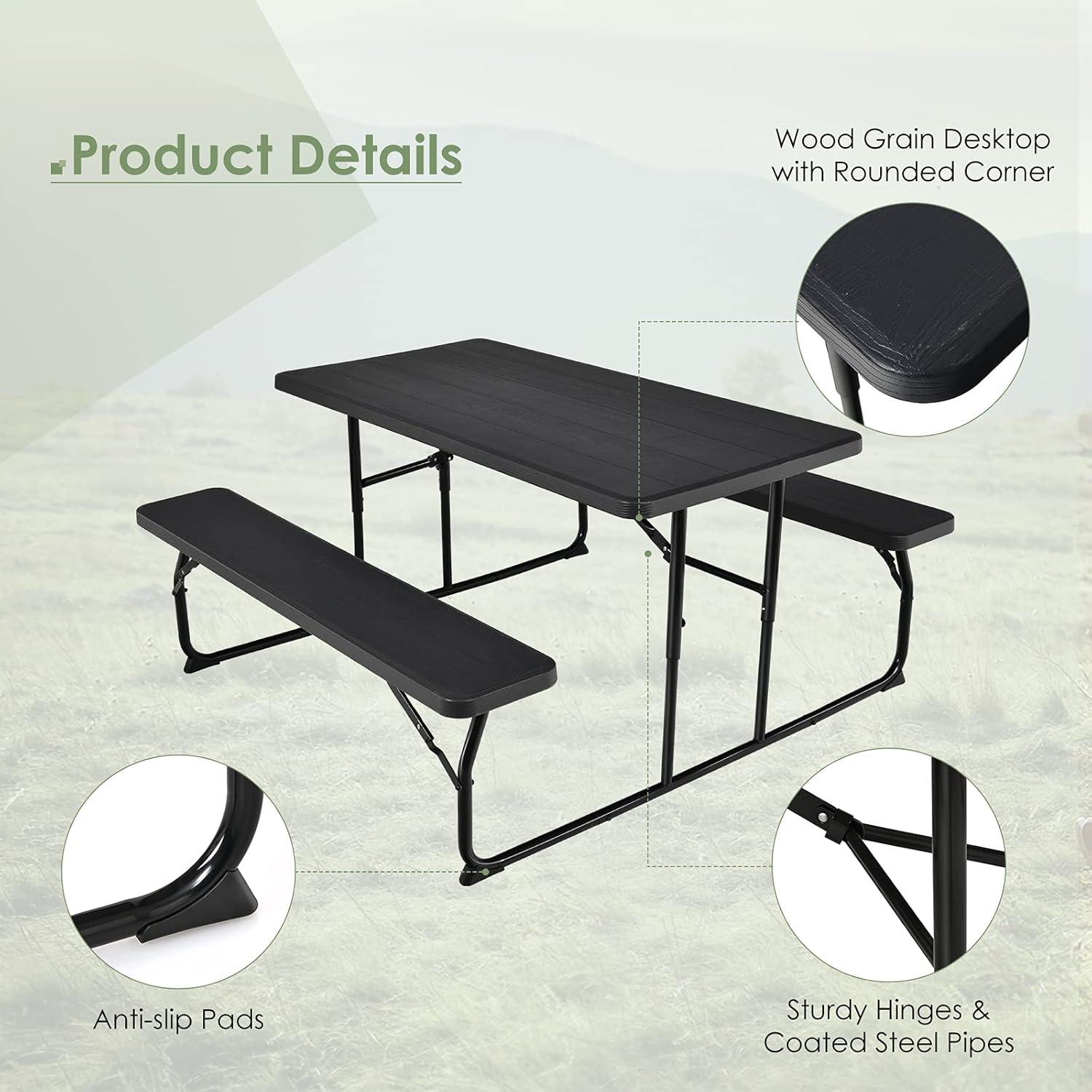Conjunto de Mesa y Banco de Picnic Plegable Giantex 137x71cm