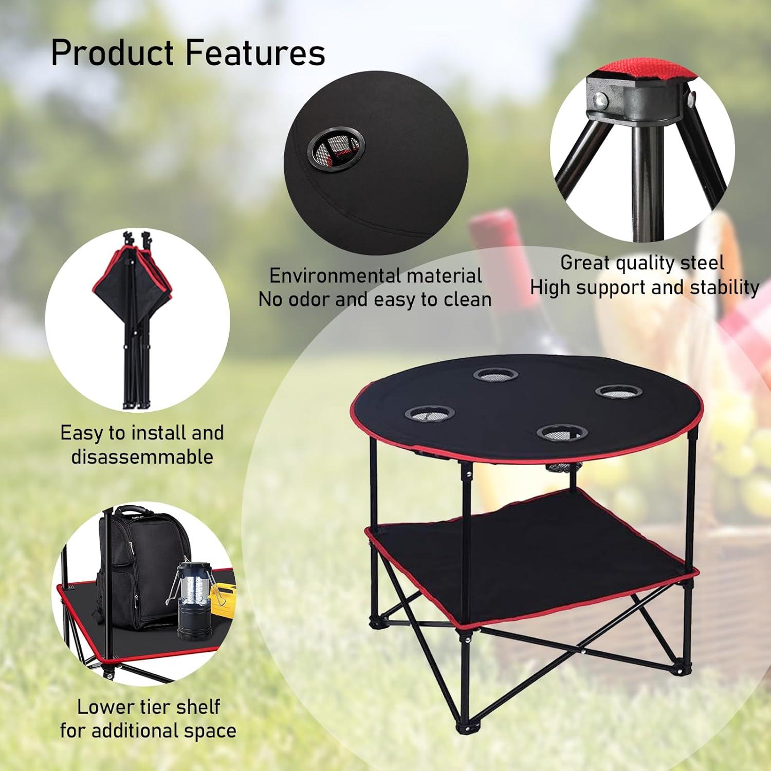 Mesa de Camping Plegable HiiPeak 70.9x49.8cm 25kg Negra