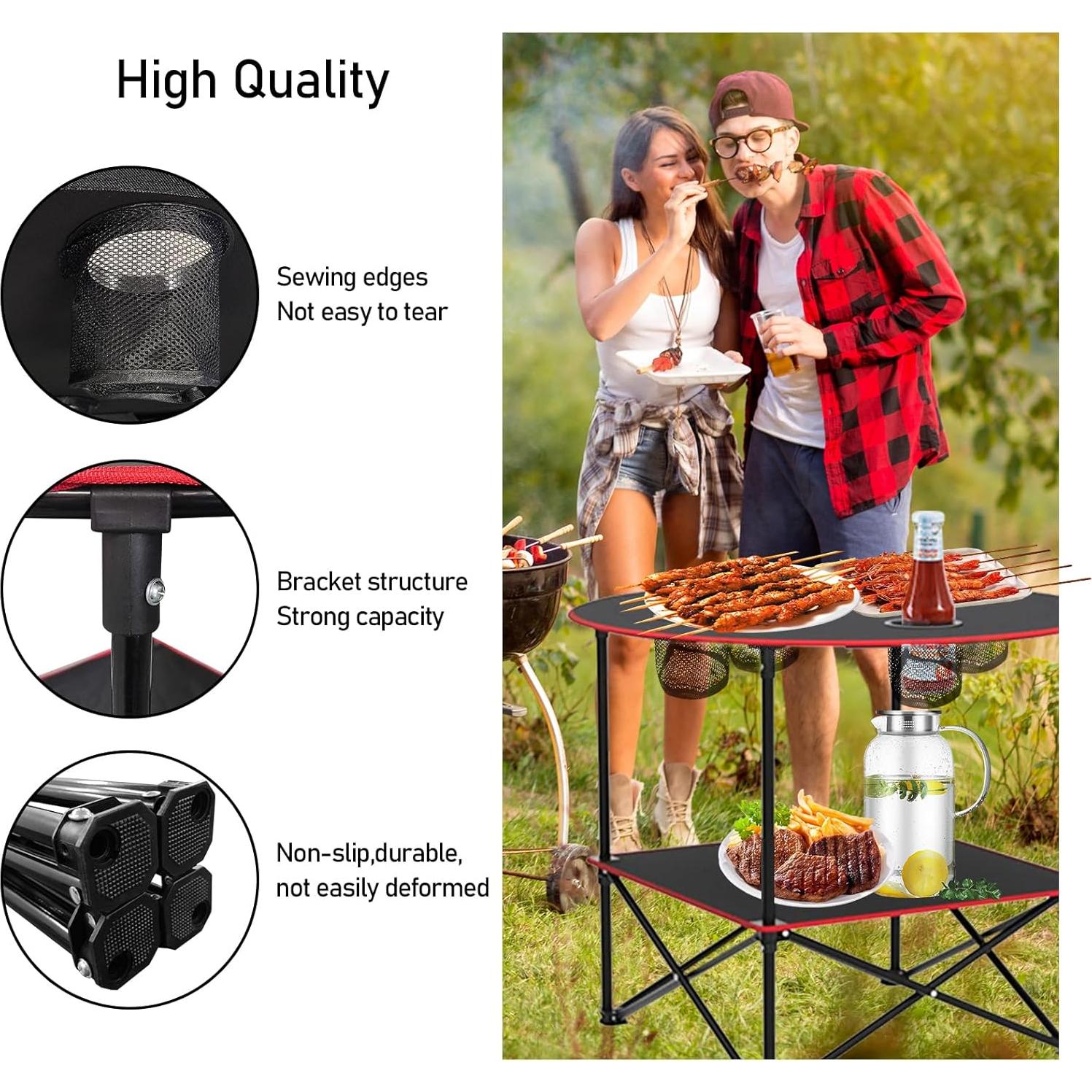 Mesa de Camping Plegable HiiPeak 70.9x49.8cm 25kg Negra