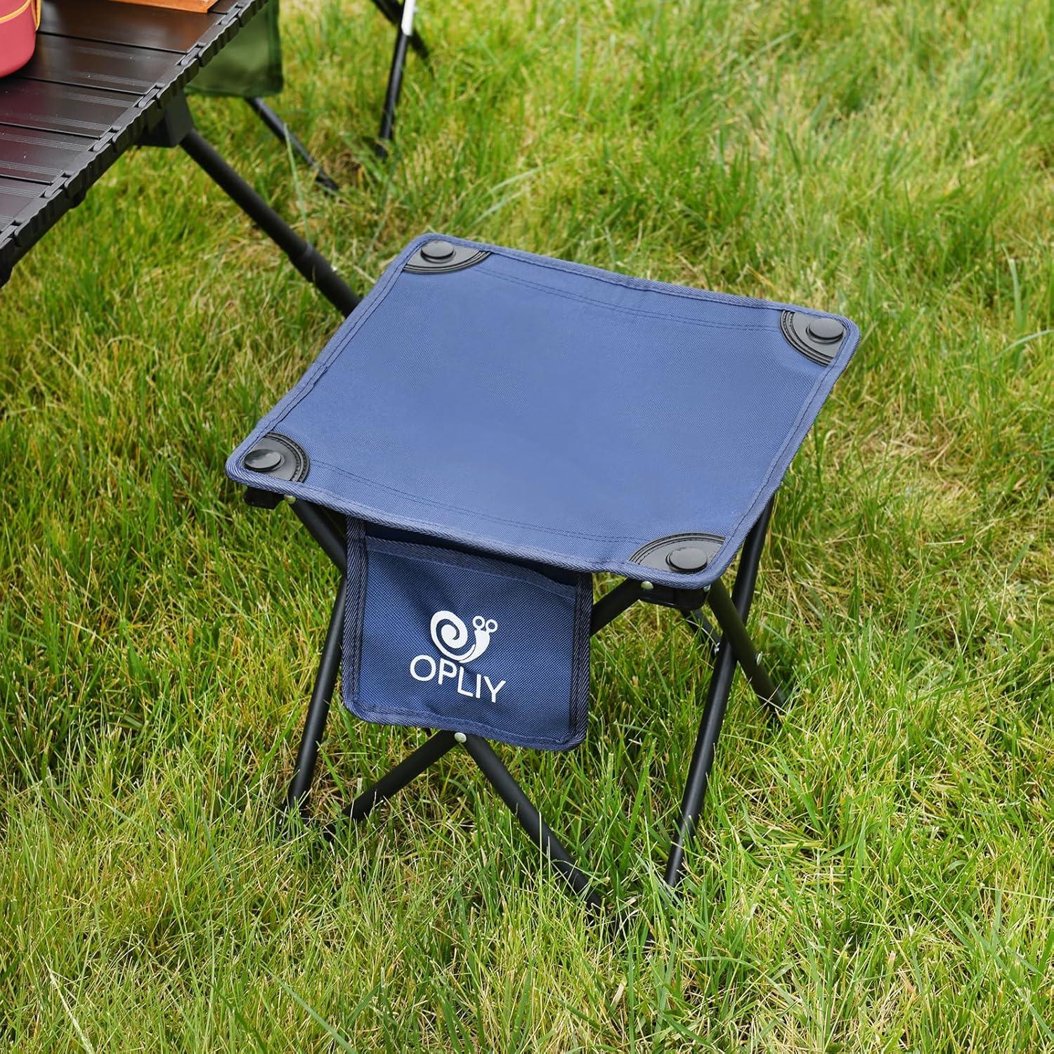 Opliy Camping Stool 2 Pack,13.5 Inch Portable Folding Stool for Outdoor Gardening and Beach Hiking Fishing,Foot Stool with Carry Bag (Blue)