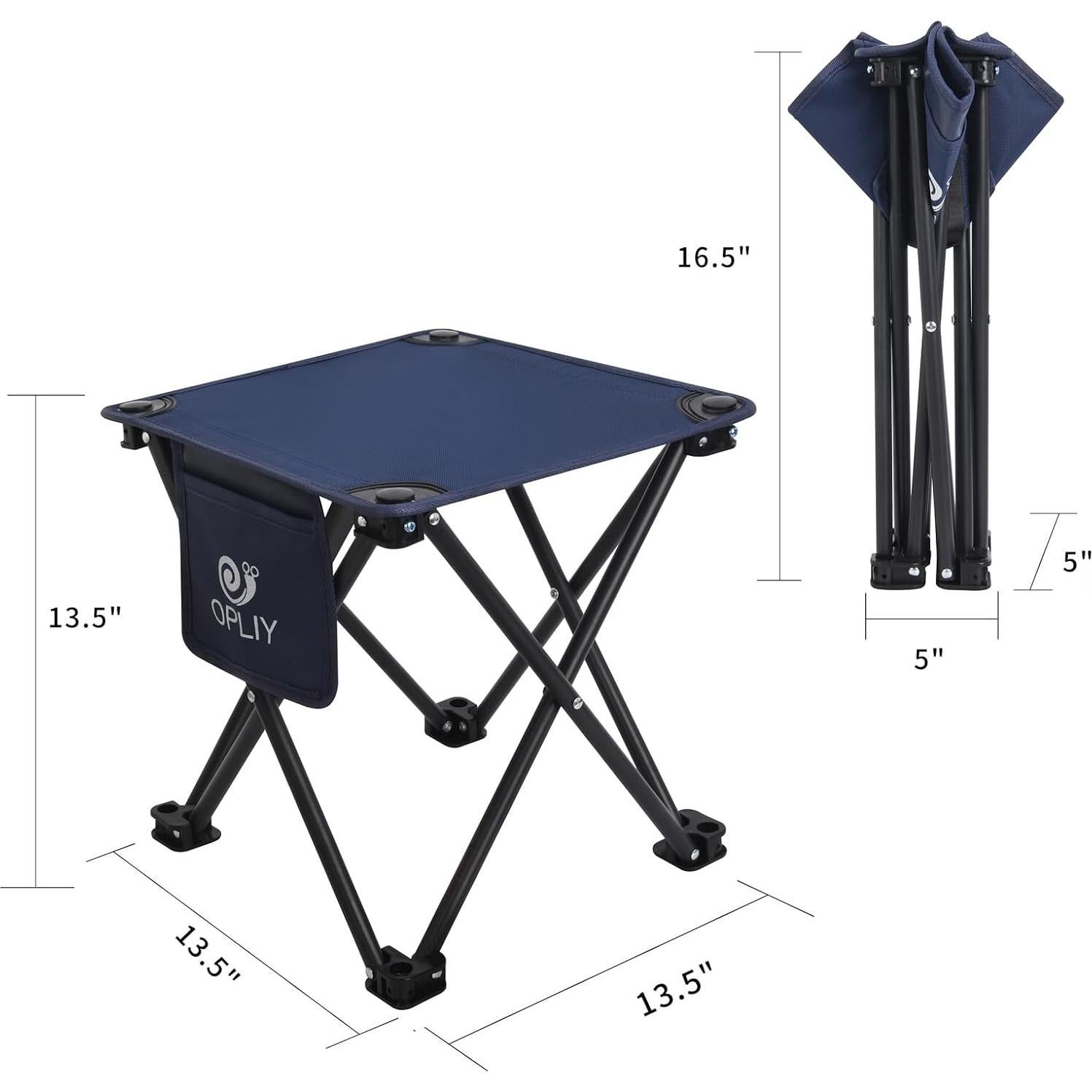 Opliy Camping Stool 2 Pack,13.5 Inch Portable Folding Stool for Outdoor Gardening and Beach Hiking Fishing,Foot Stool with Carry Bag (Blue)