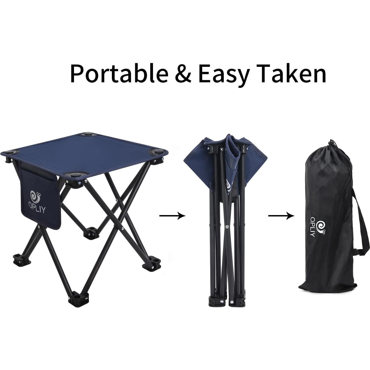 Opliy Camping Stool 2 Pack,13.5 Inch Portable Folding Stool for Outdoor Gardening and Beach Hiking Fishing,Foot Stool with Carry Bag (Blue)