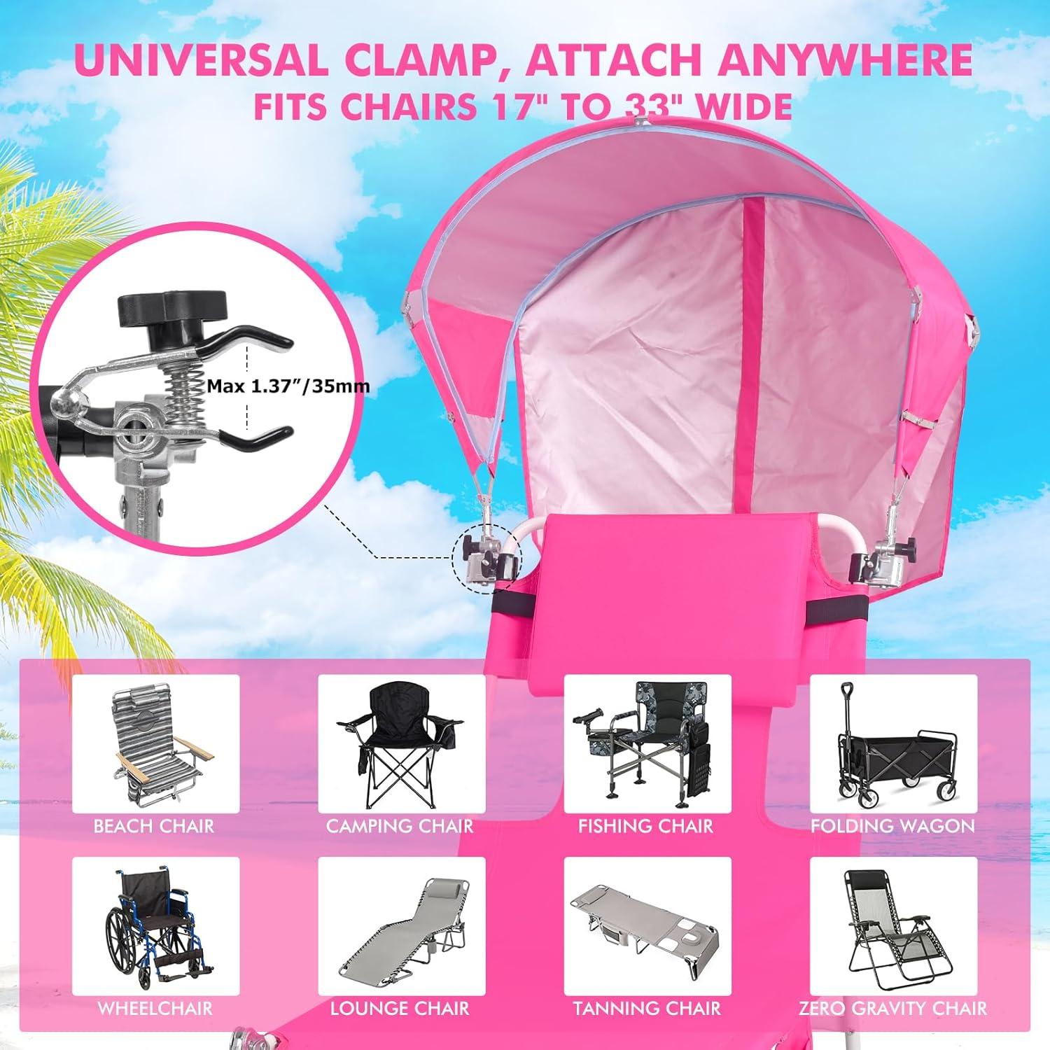 Sombrilla Universal Genérica Rosa UPF 50+ para Silla de Playa