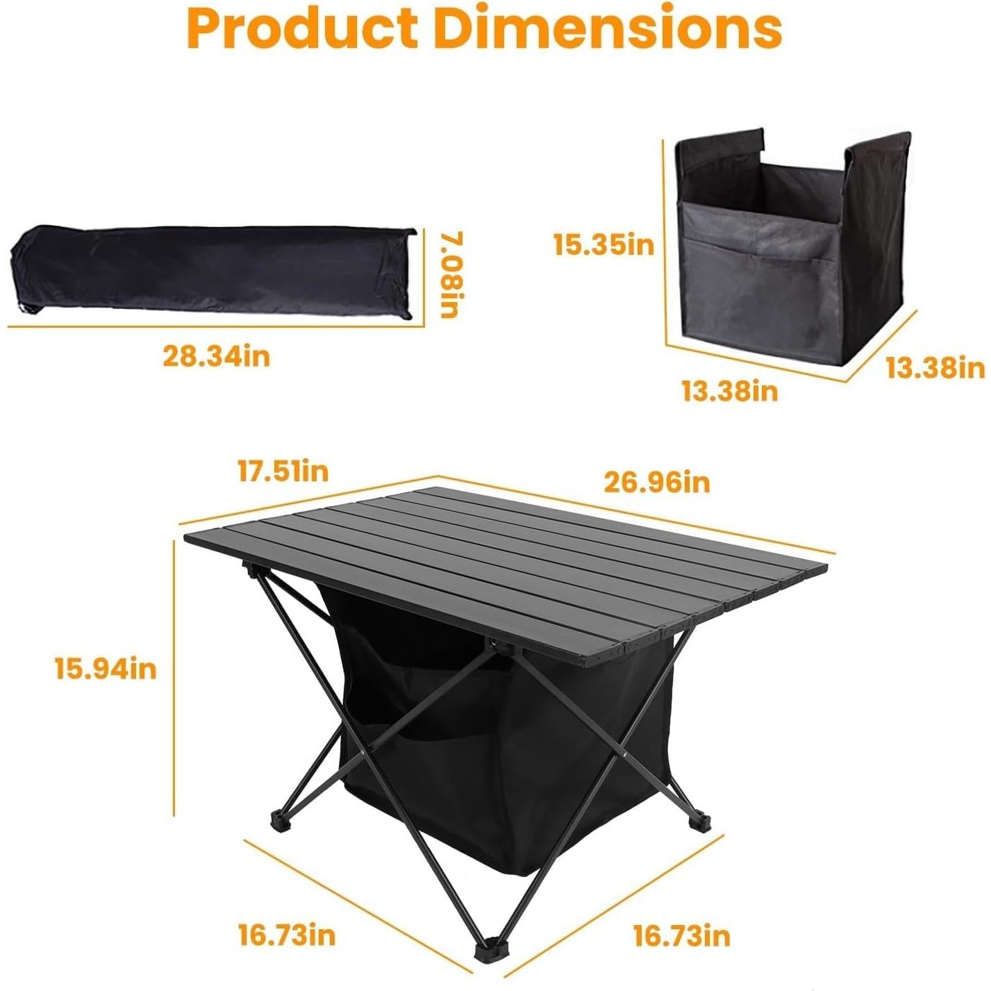 Mesa de Camping Plegable TeqHome H4697 - Aluminio 68.5x44.5cm