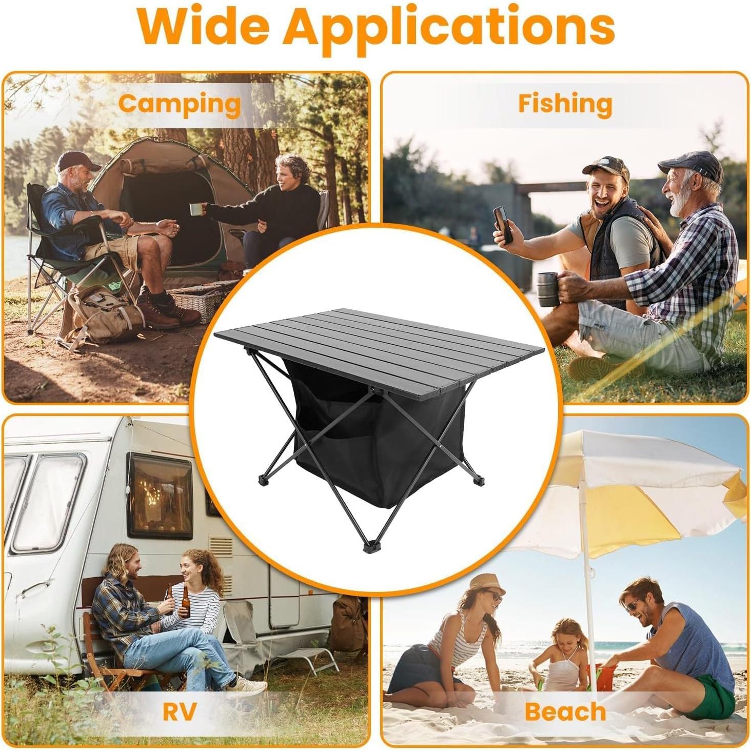 Mesa de Camping Plegable TeqHome H4697 - Aluminio 68.5x44.5cm