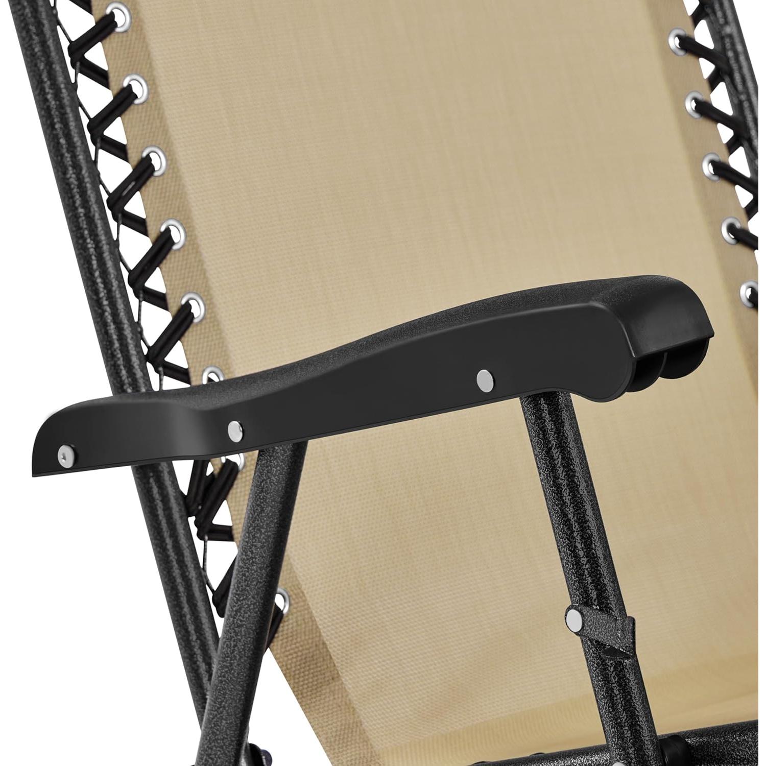 Yaheetech 26in Rocking Chair Outdoor Zero Gravity Folding Chairs Rocking Chairs Foldable Outdoor Lounge Chair for Outside Lawn with Cupholder/Pillow Ergonomic Design for Rest, Set of 2