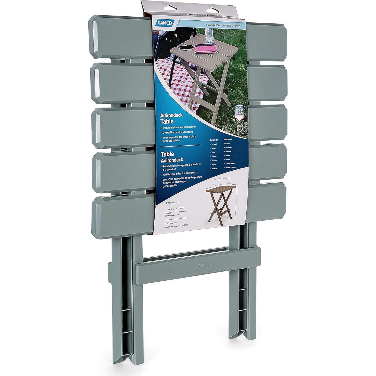 Mesa Lateral Plegable Camco 51692 Gris para Playa y Camping