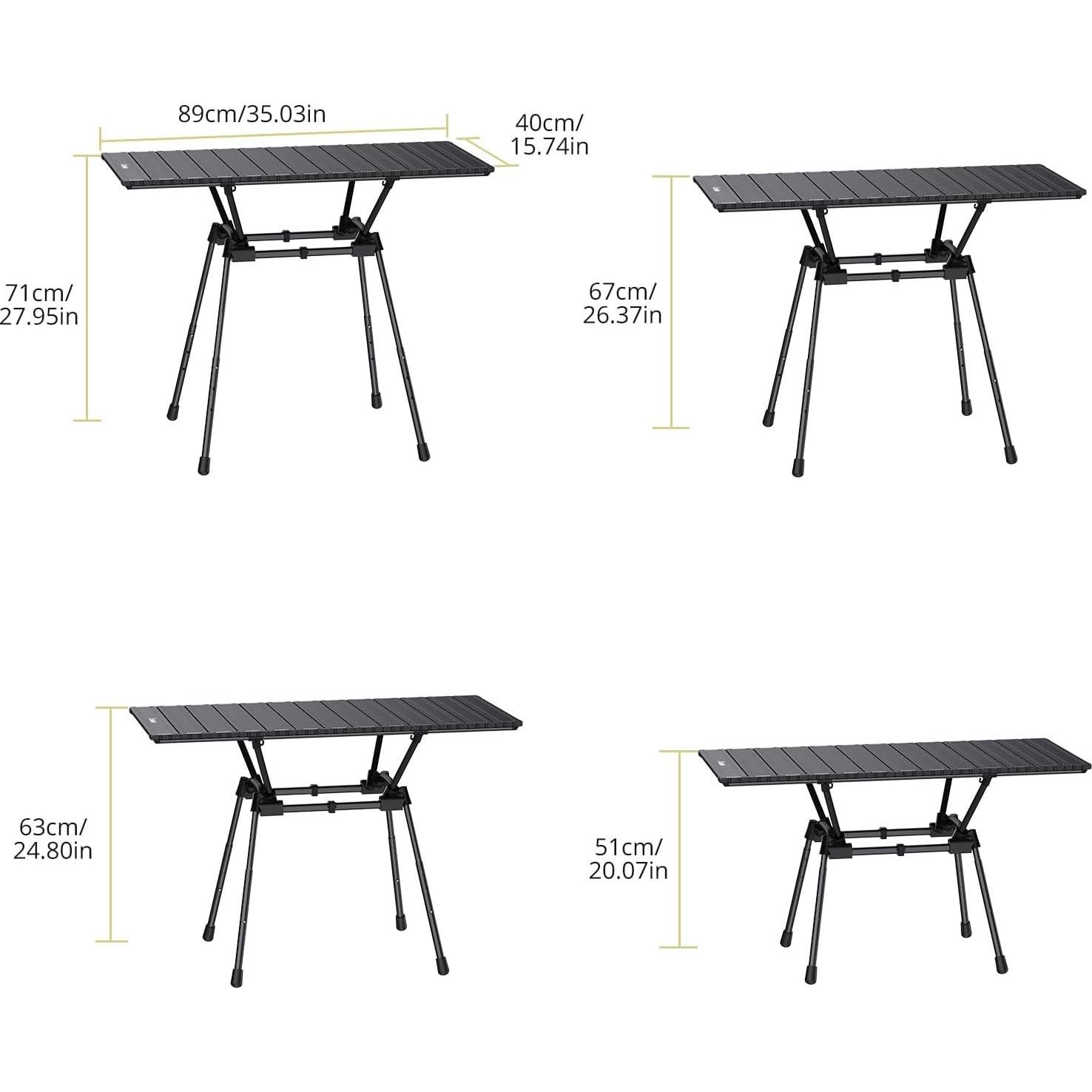 Mesa de Camping Plegable Anbte 89x41 cm, Aluminio Impermeable