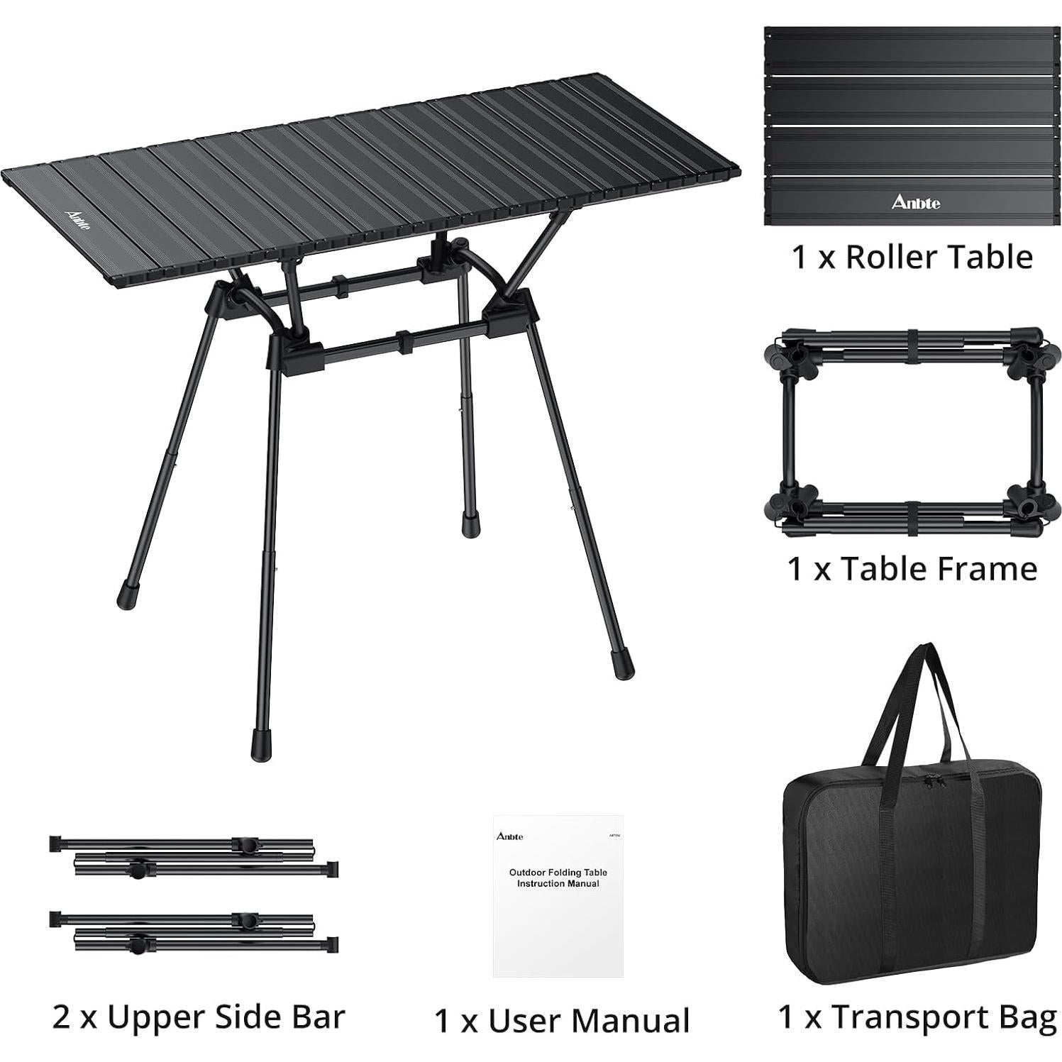 Mesa de Camping Plegable Anbte 89x41 cm, Aluminio Impermeable
