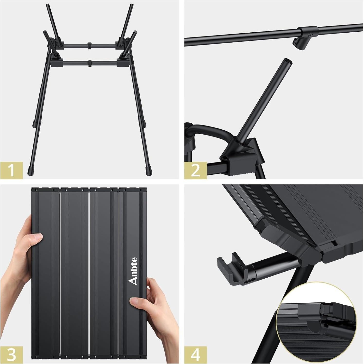 Mesa de Camping Plegable Anbte 89x41 cm, Aluminio Impermeable