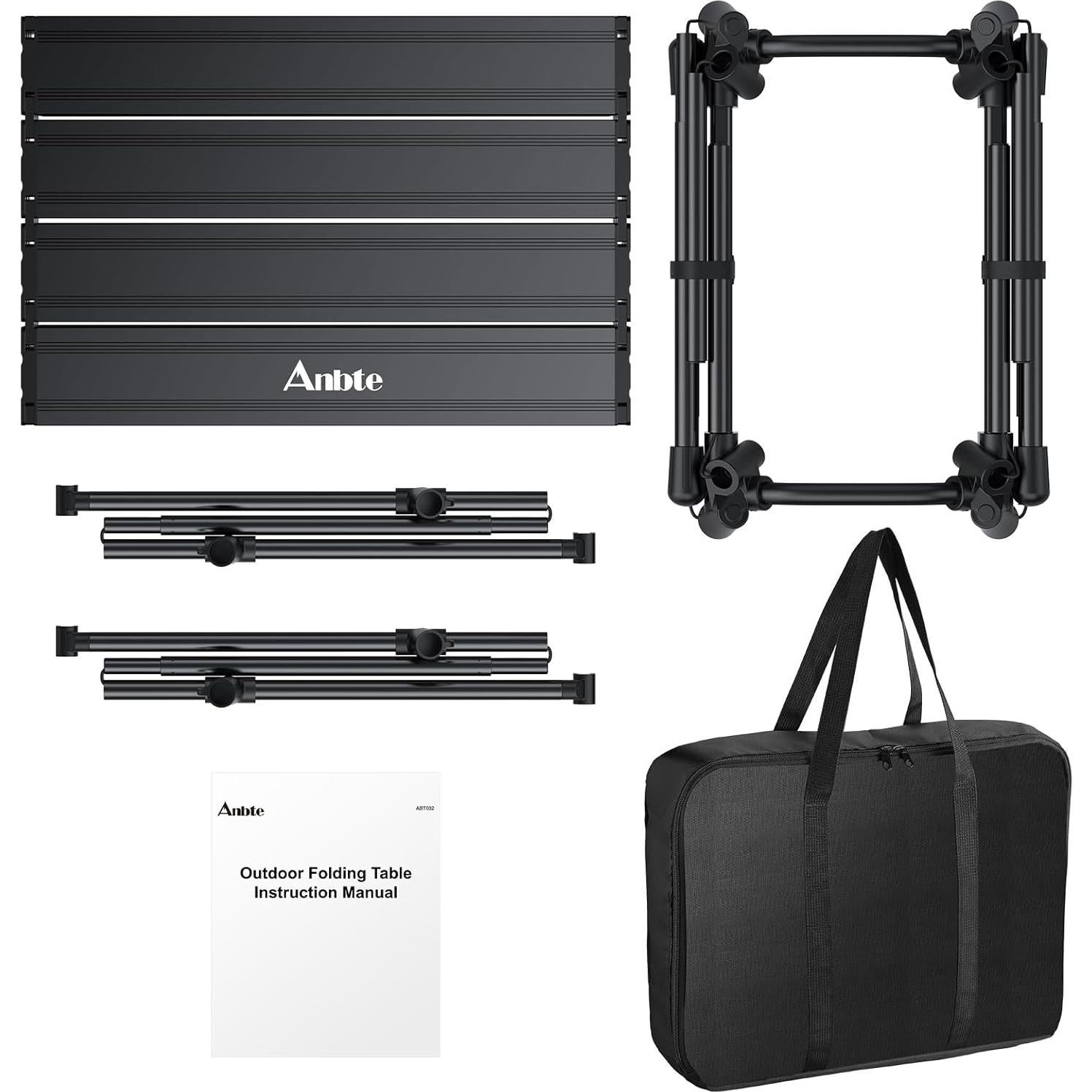 Mesa de Camping Plegable Anbte 89x41 cm, Aluminio Impermeable