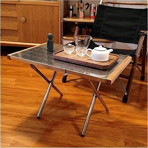 CAMPINGMOON Camping Side Table Heat-Resisting Stainless Steel Embossing Process for Outdoor Table Top Grill with Carrying Bag T-370