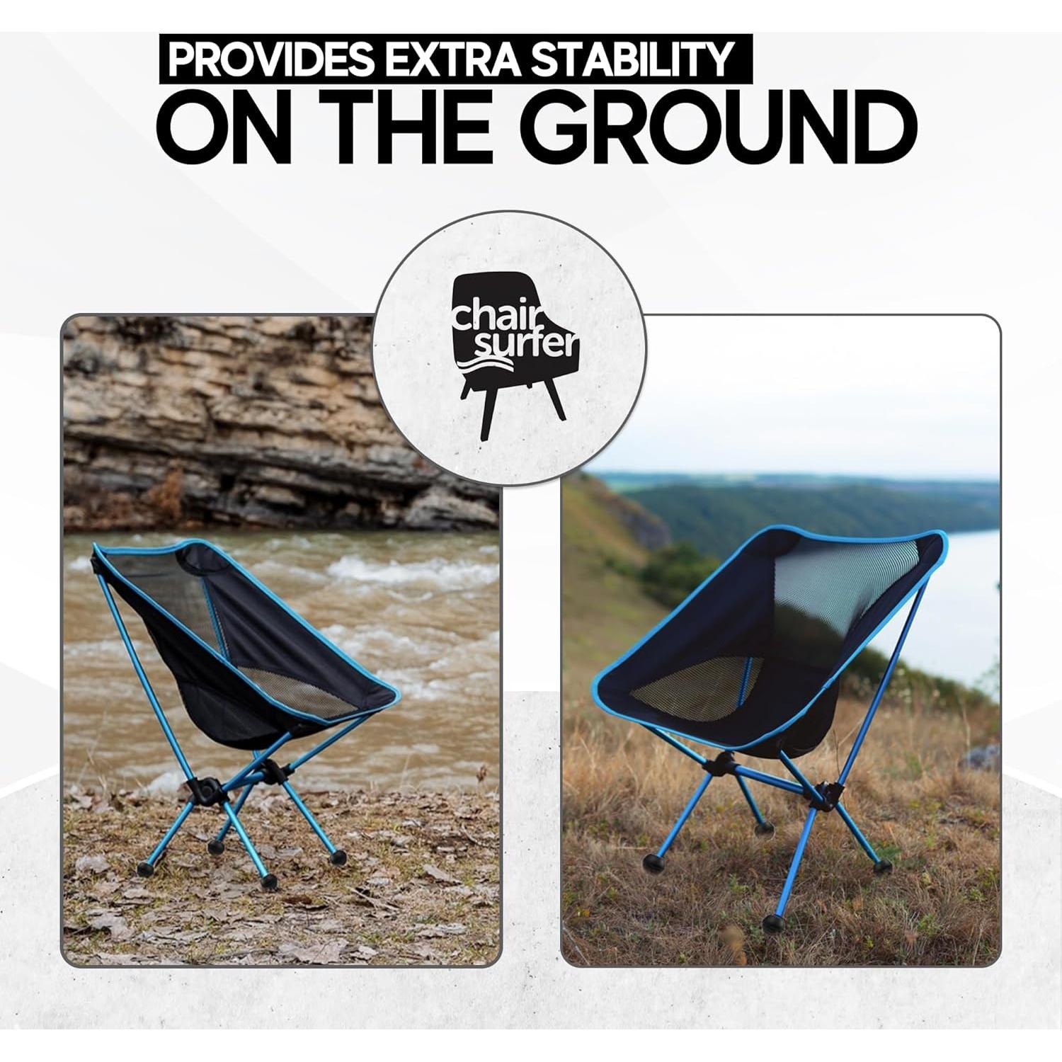 Stabilizing Rubber Ball Feet for Helinox Camping Chair - Durable Outdoor Chair Leg Cap, Help Stability on Rugged and Uneven Surfaces (Black, 45mm)