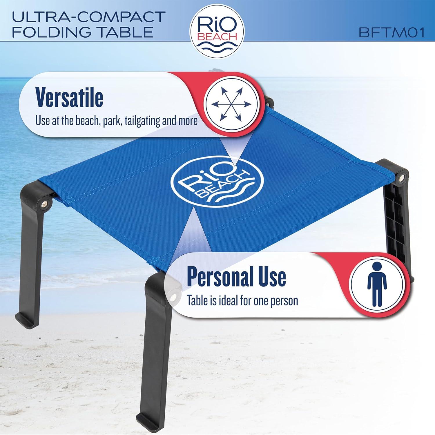 Mesa Plegable de Playa RIO Ultra Compacta 0.3m Azul