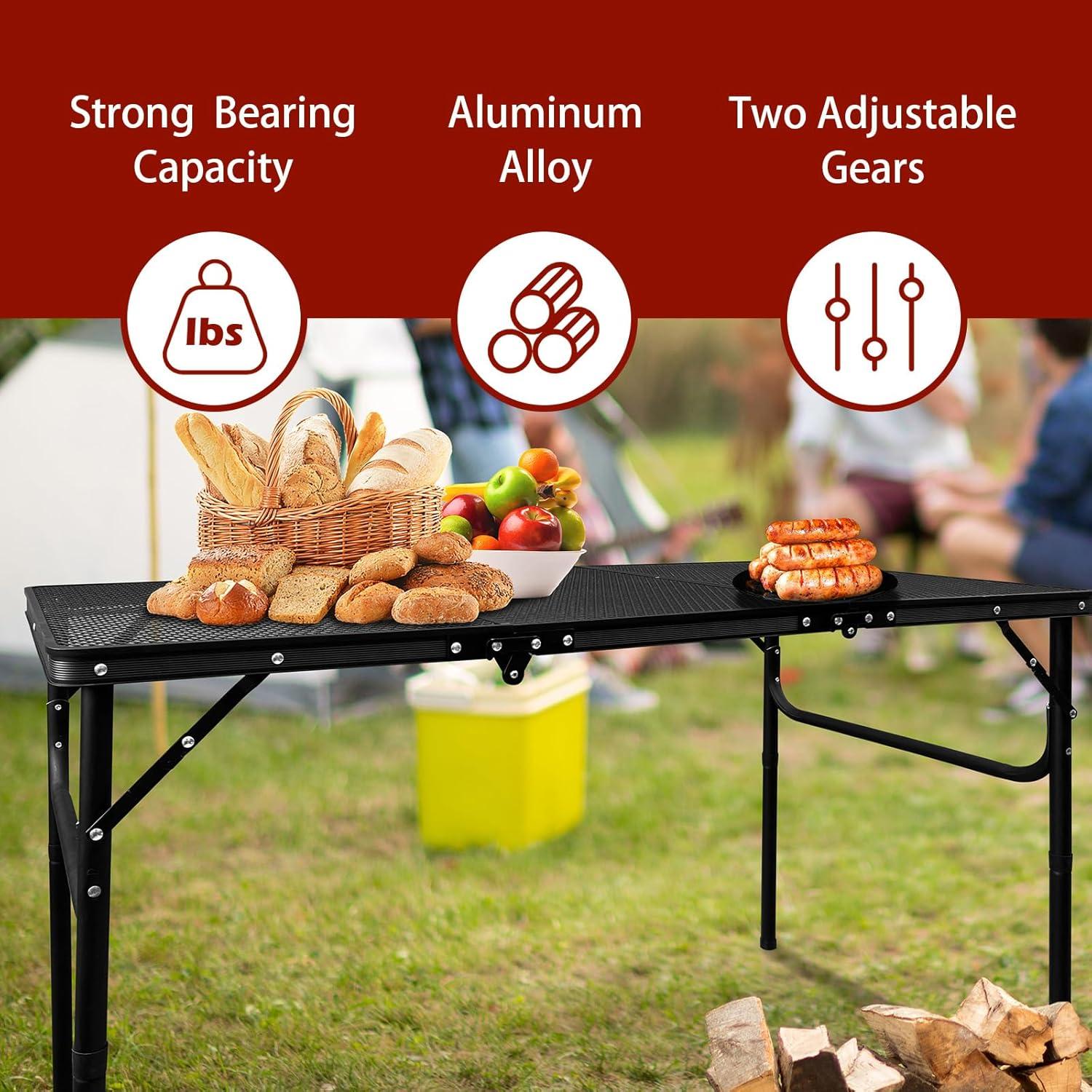 Mesa Plegable CampLand 12060A Aluminio 120x70 cm Negra