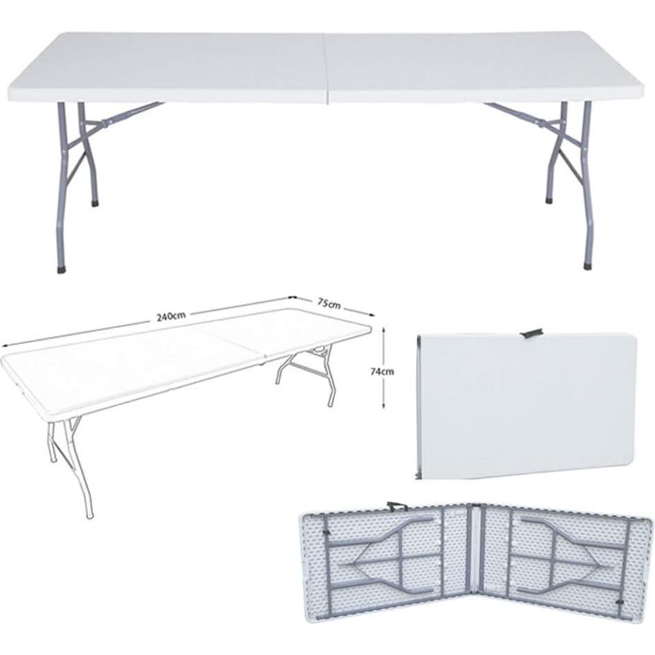 8ft Folding Table, Campland Outdoor Folding Table SZRP, Mainstays Bi-fold Plastic Folding Table White