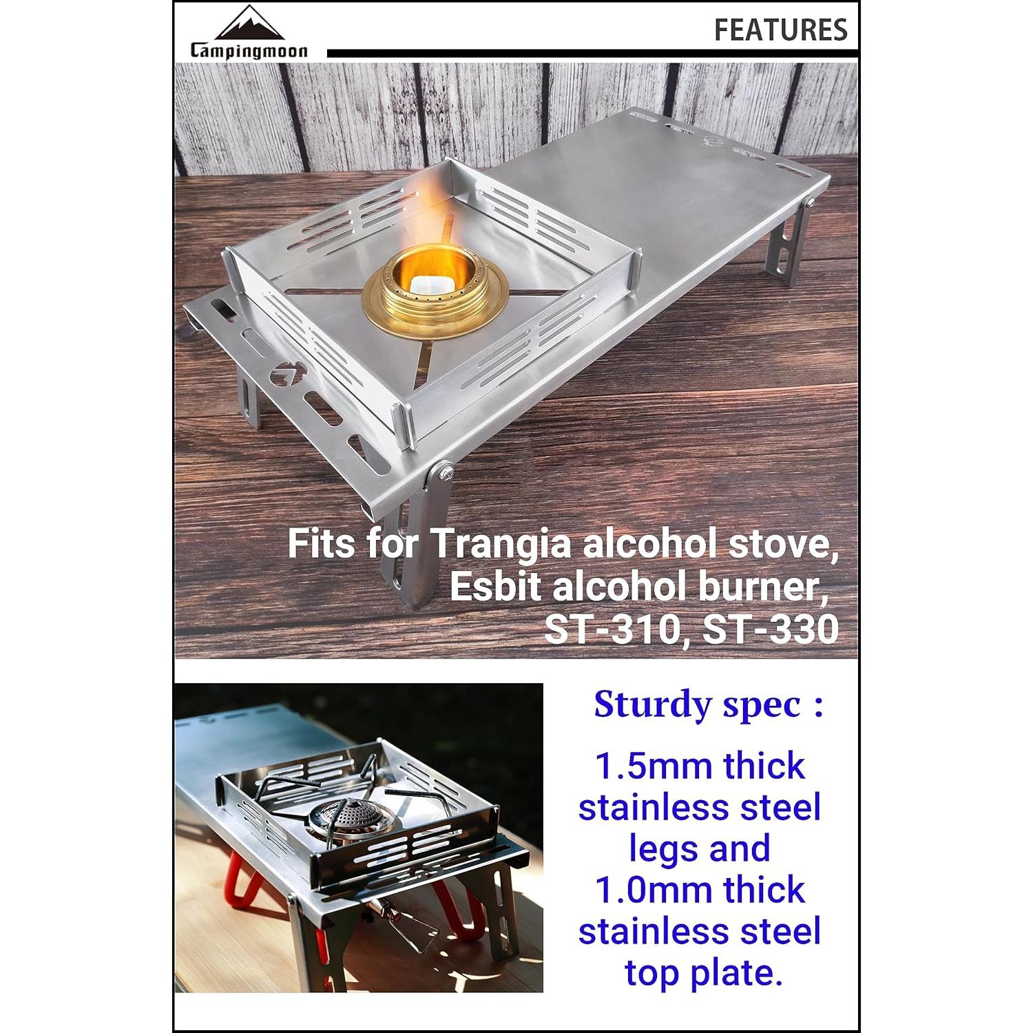 Mesa de Camping Plegable CAMPINGMOON Acero Inoxidable Plata