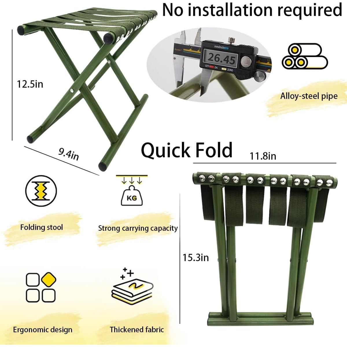 Taburete Plegable DAWNGHY Verde Acero 272 kg Camping