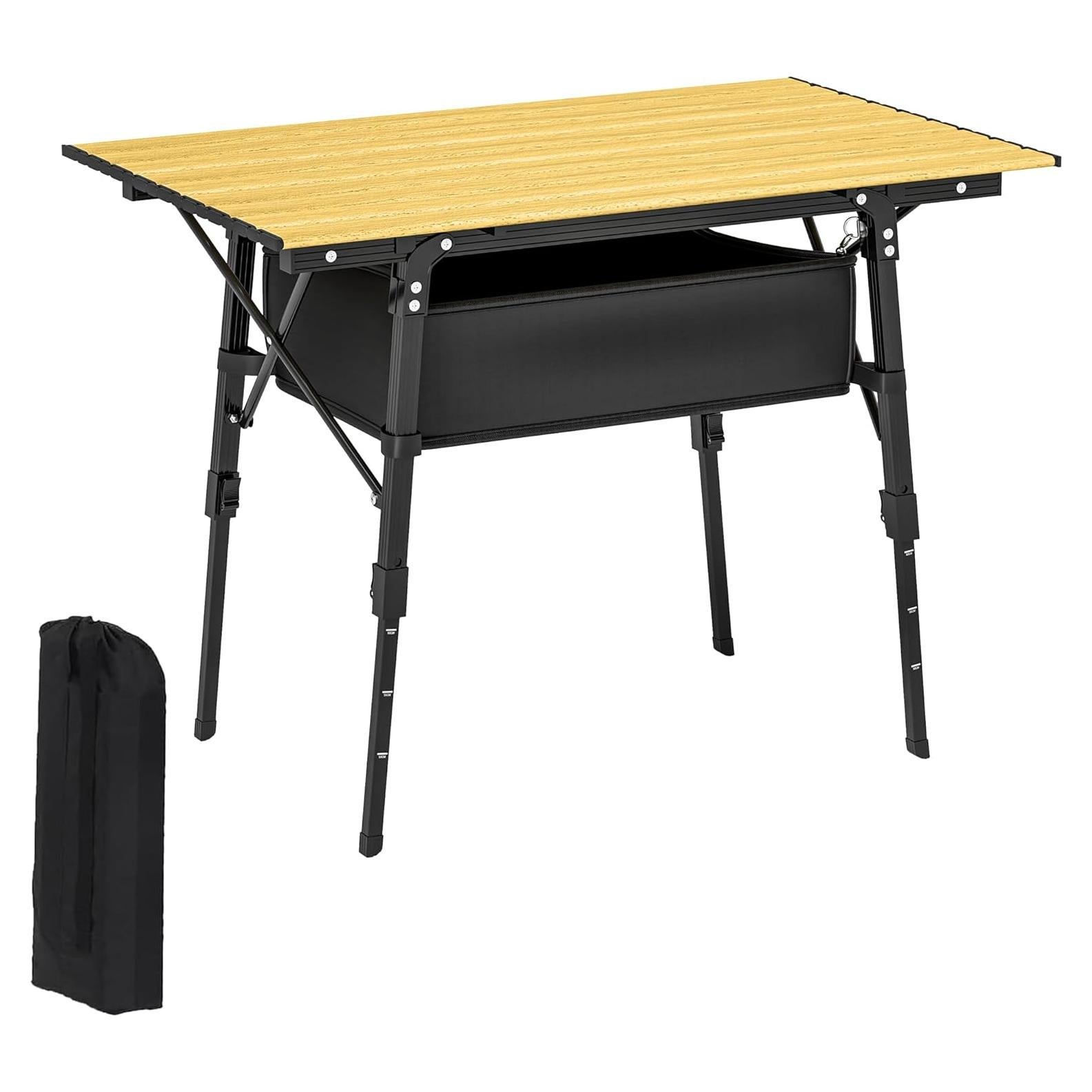 Mesa de Camping Plegable Outsunny 3 Pies Aluminio Ajustable