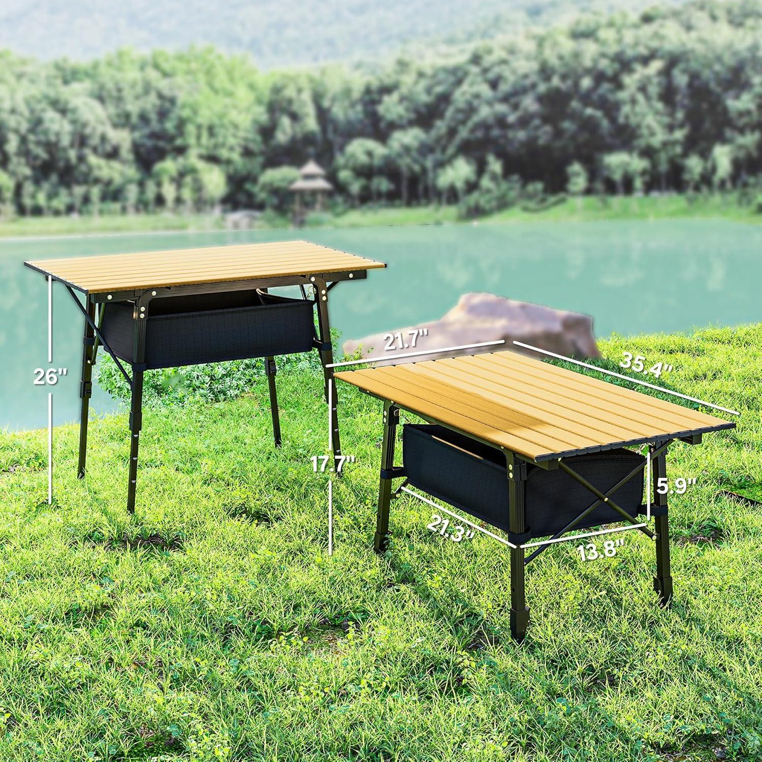 Mesa de Camping Plegable Outsunny 3 Pies Aluminio Ajustable