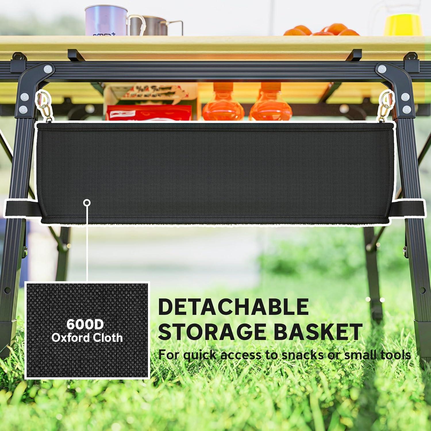 Mesa de Camping Plegable Outsunny 3 Pies Aluminio Ajustable