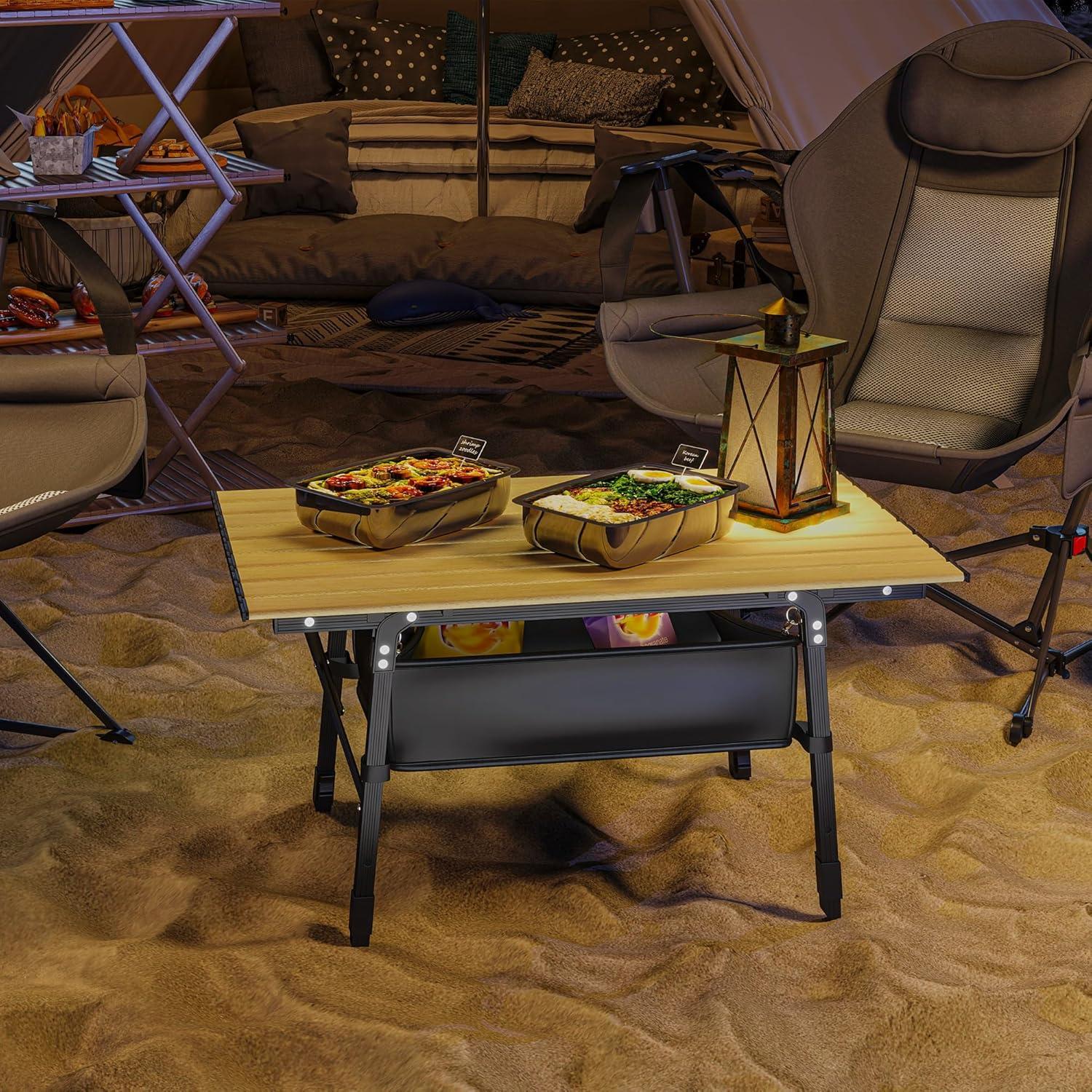 Mesa de Camping Plegable Outsunny 3 Pies Aluminio Ajustable