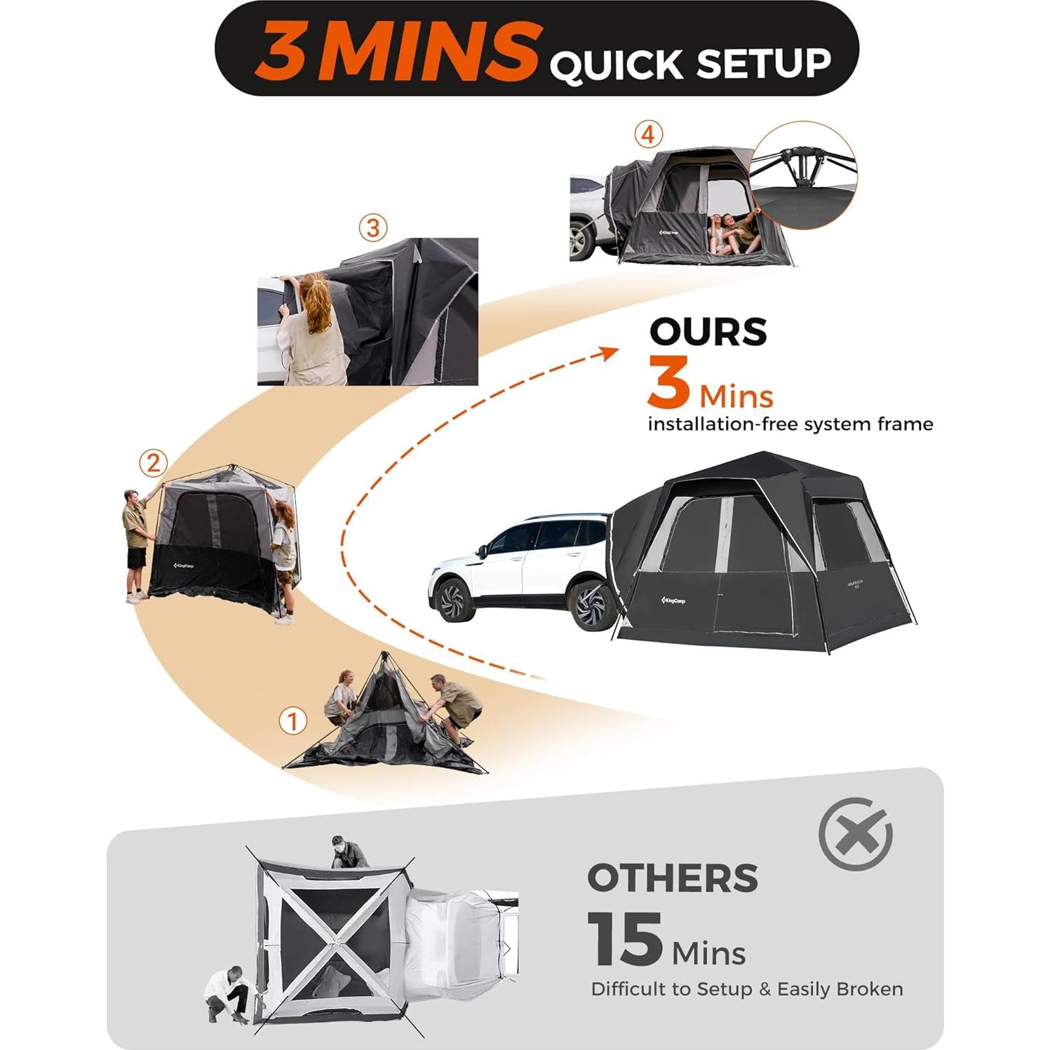 Carpa SUV Instantánea KingCamp para 6-8 Personas Impermeable