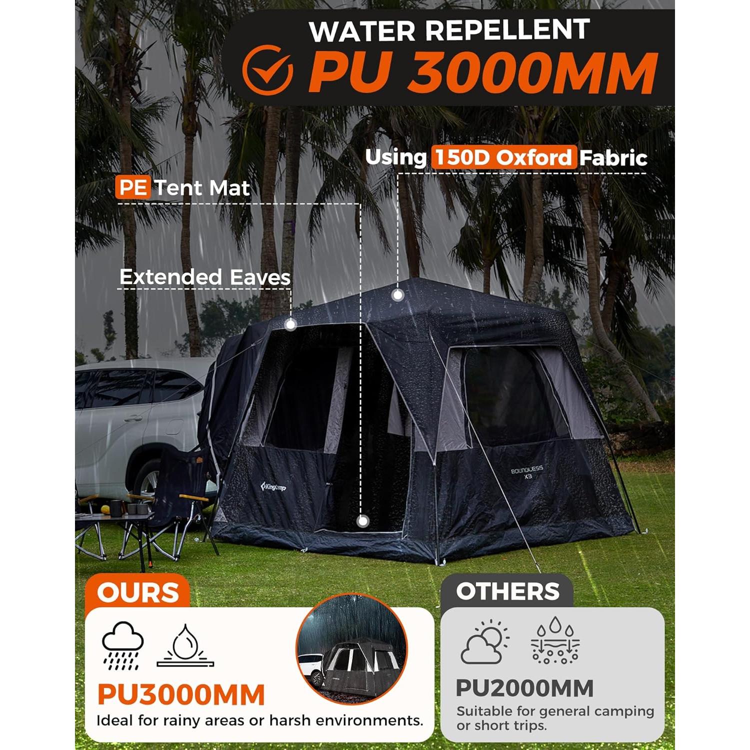 Carpa SUV Instantánea KingCamp para 6-8 Personas Impermeable