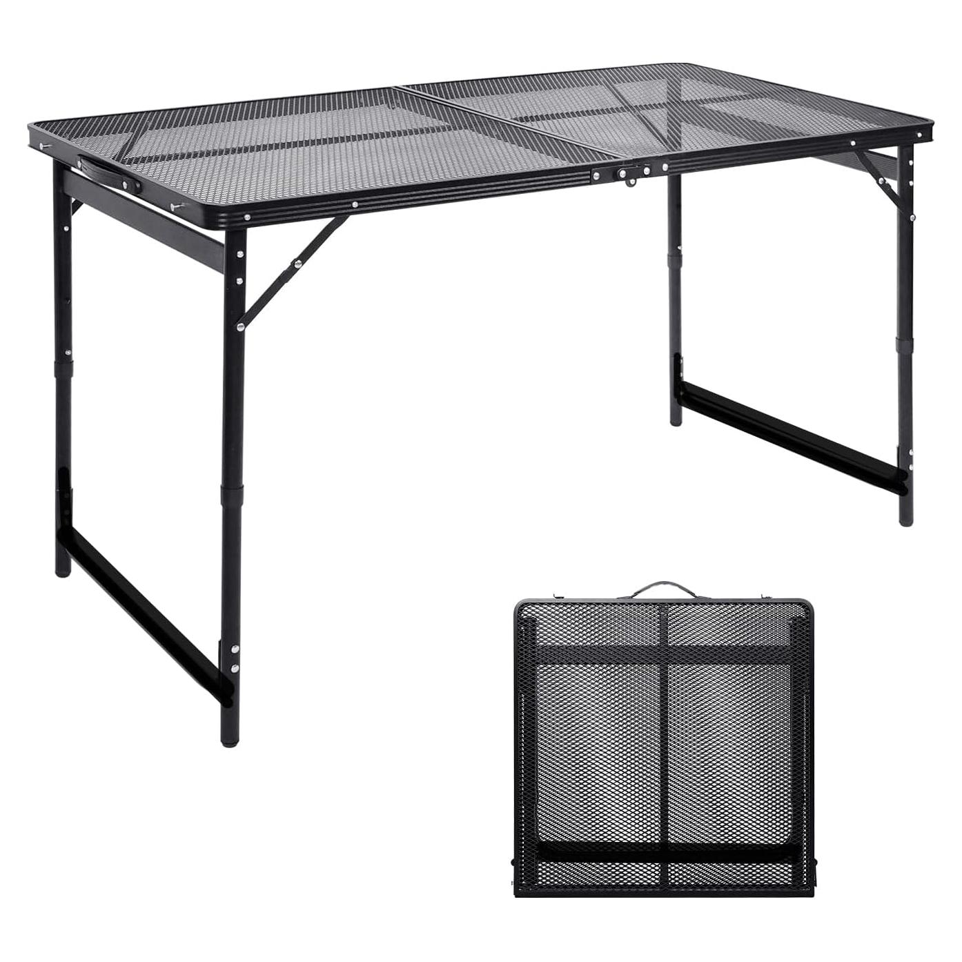 Mesa de Camping Plegable Moosinily 120x60 cm 3 Alturas Ajustables