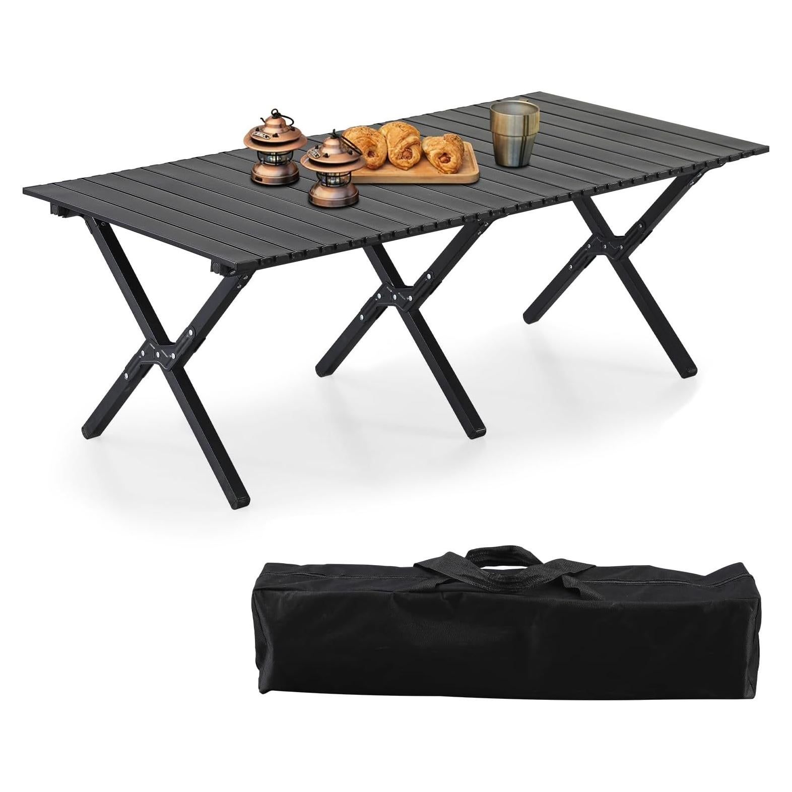 Mesa de Camping Plegable BOOSDEN 119cm Aluminio Negra