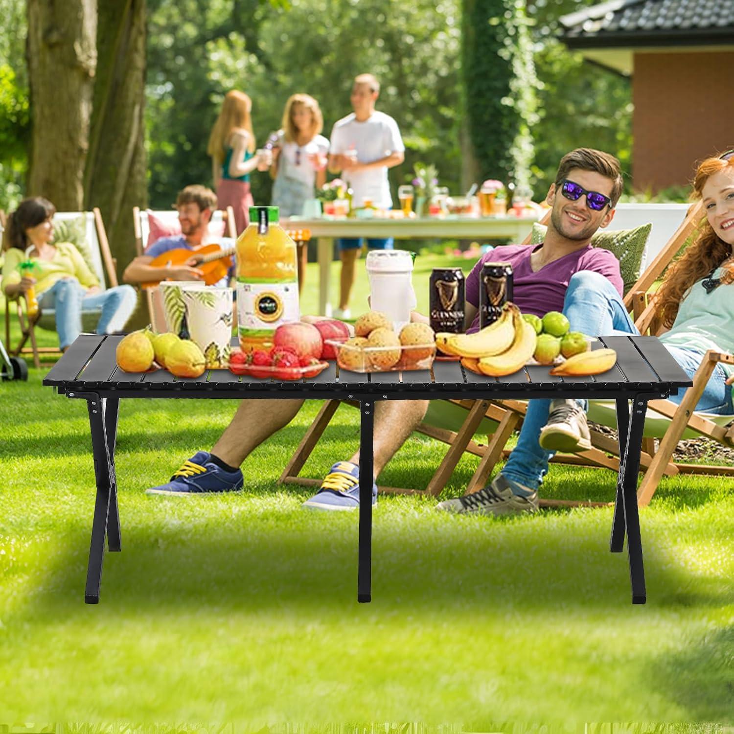 Mesa de Camping Plegable BOOSDEN 119cm Aluminio Negra