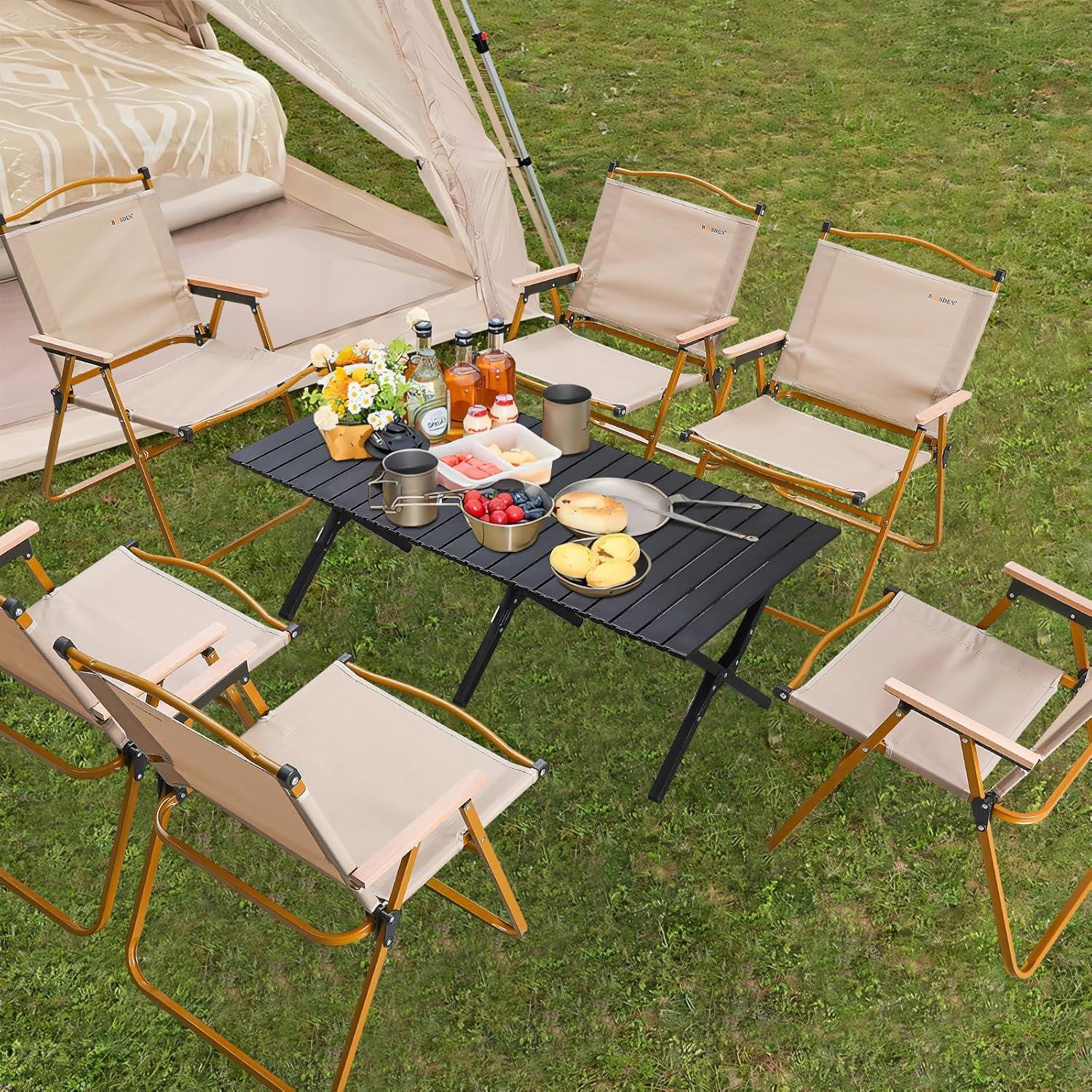 Mesa de Camping Plegable BOOSDEN 119cm Aluminio Negra