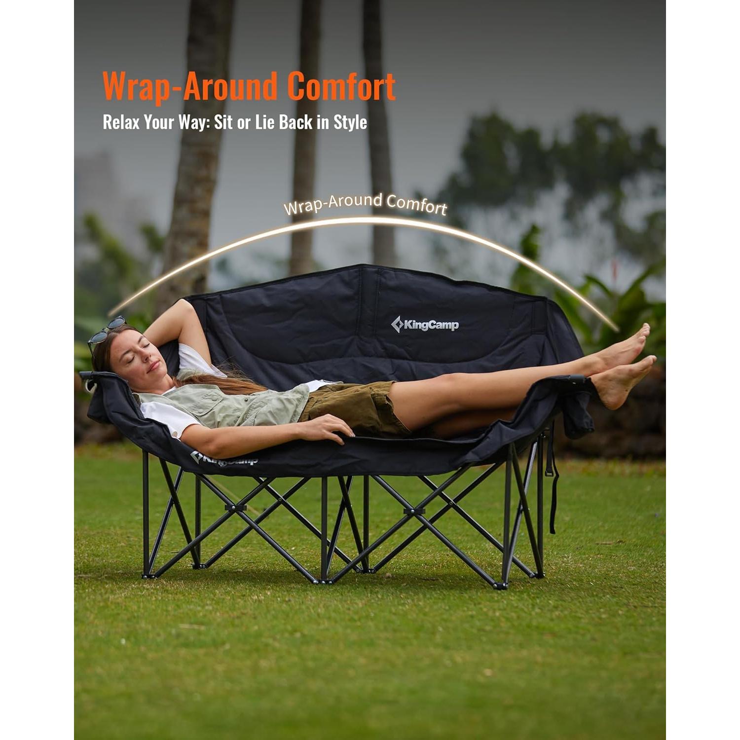 Silla de Camping Doble KingCamp con Mesa Plegable de Aluminio