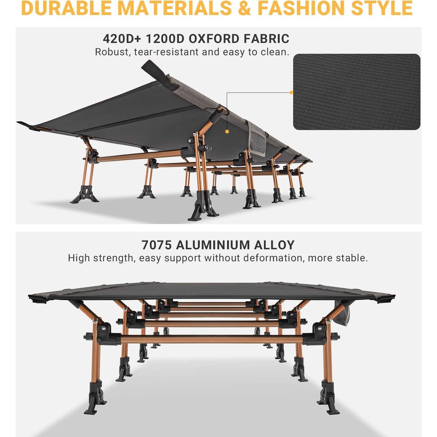 Cama de Camping Plegable KingCamp XXL 551 lbs Negra