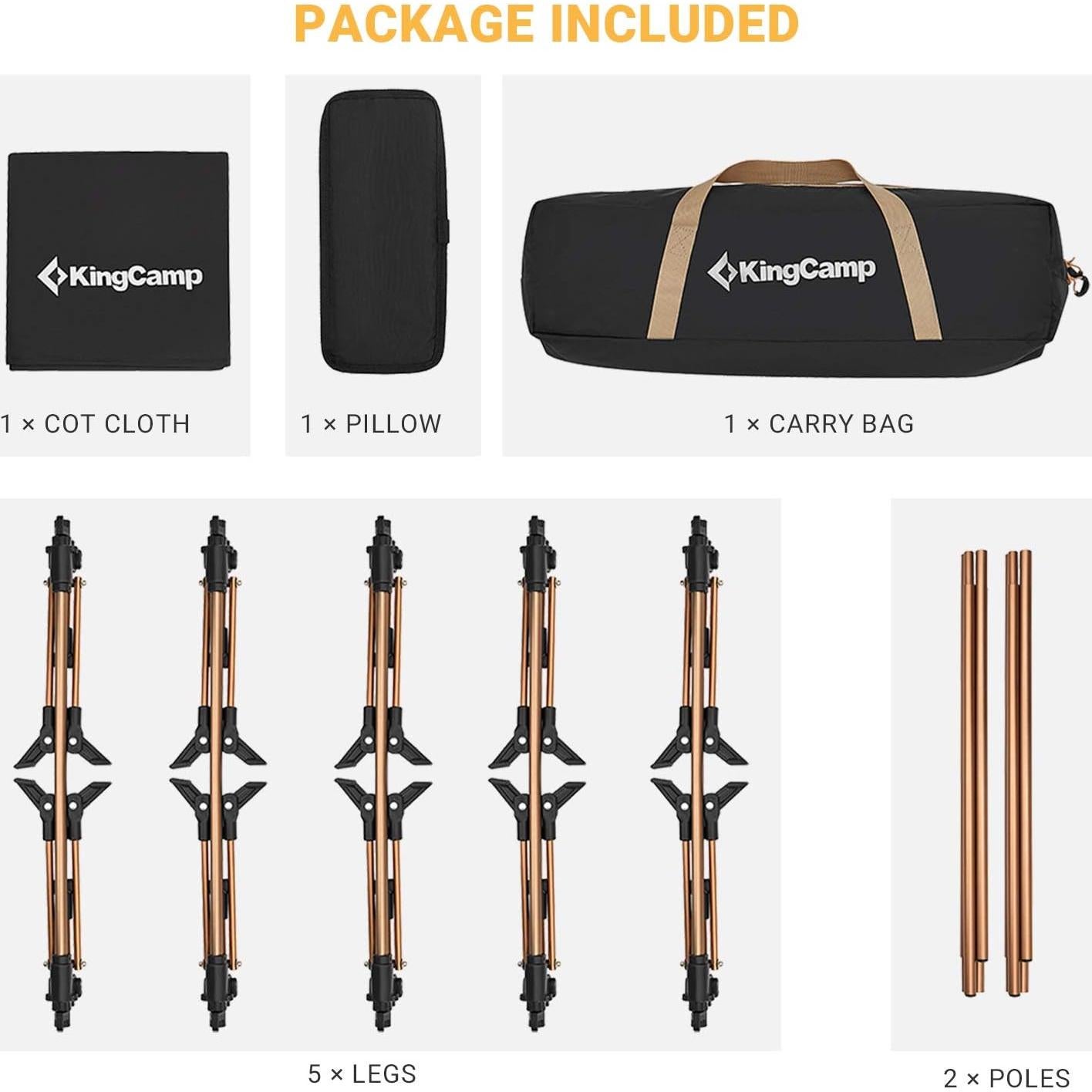 Cama de Camping Plegable KingCamp XXL 551 lbs Negra