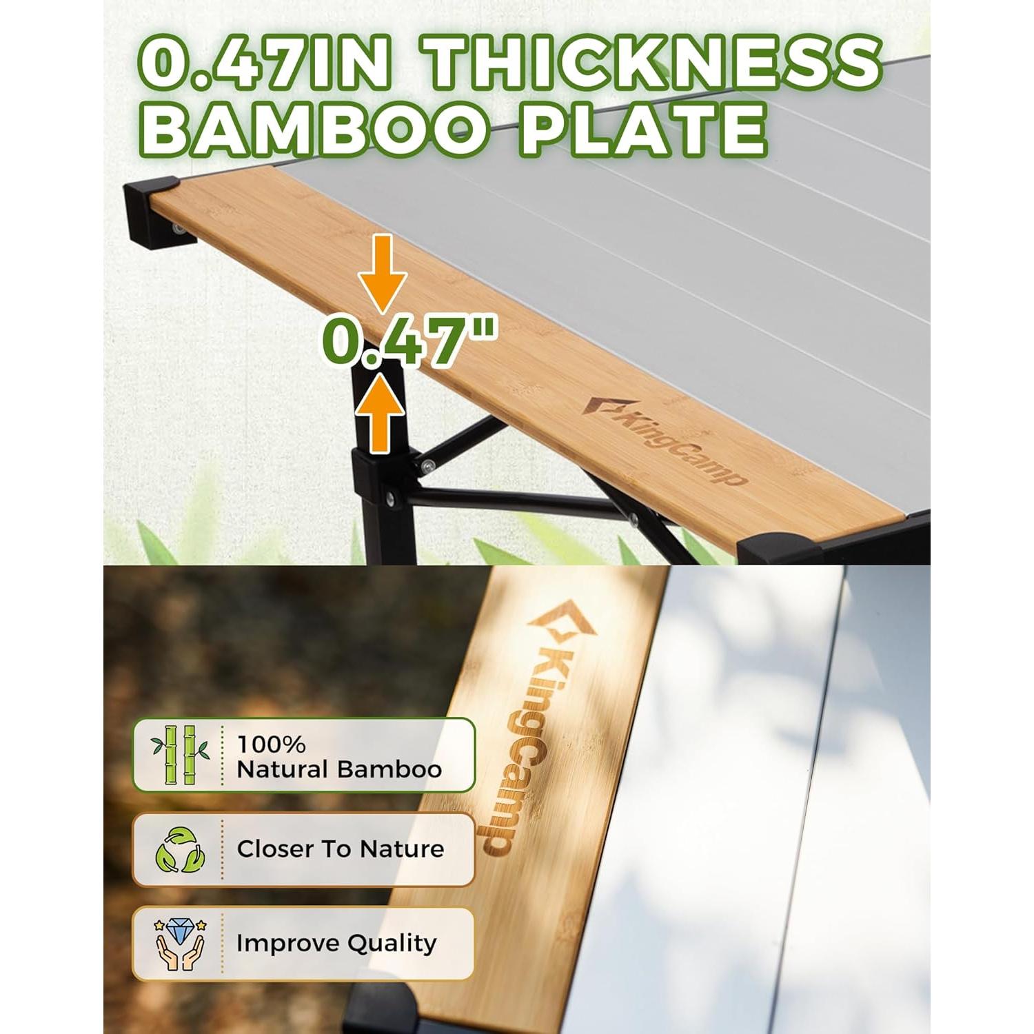 KingCamp Double Camping Chair Loveseat Oversized Folding Camping Table, Aluminum Roll-Up Camp Table