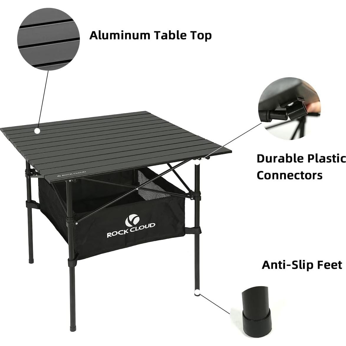 Mesa de Camping Plegable ROCK CLOUD 71.1x71.1 cm Ligera