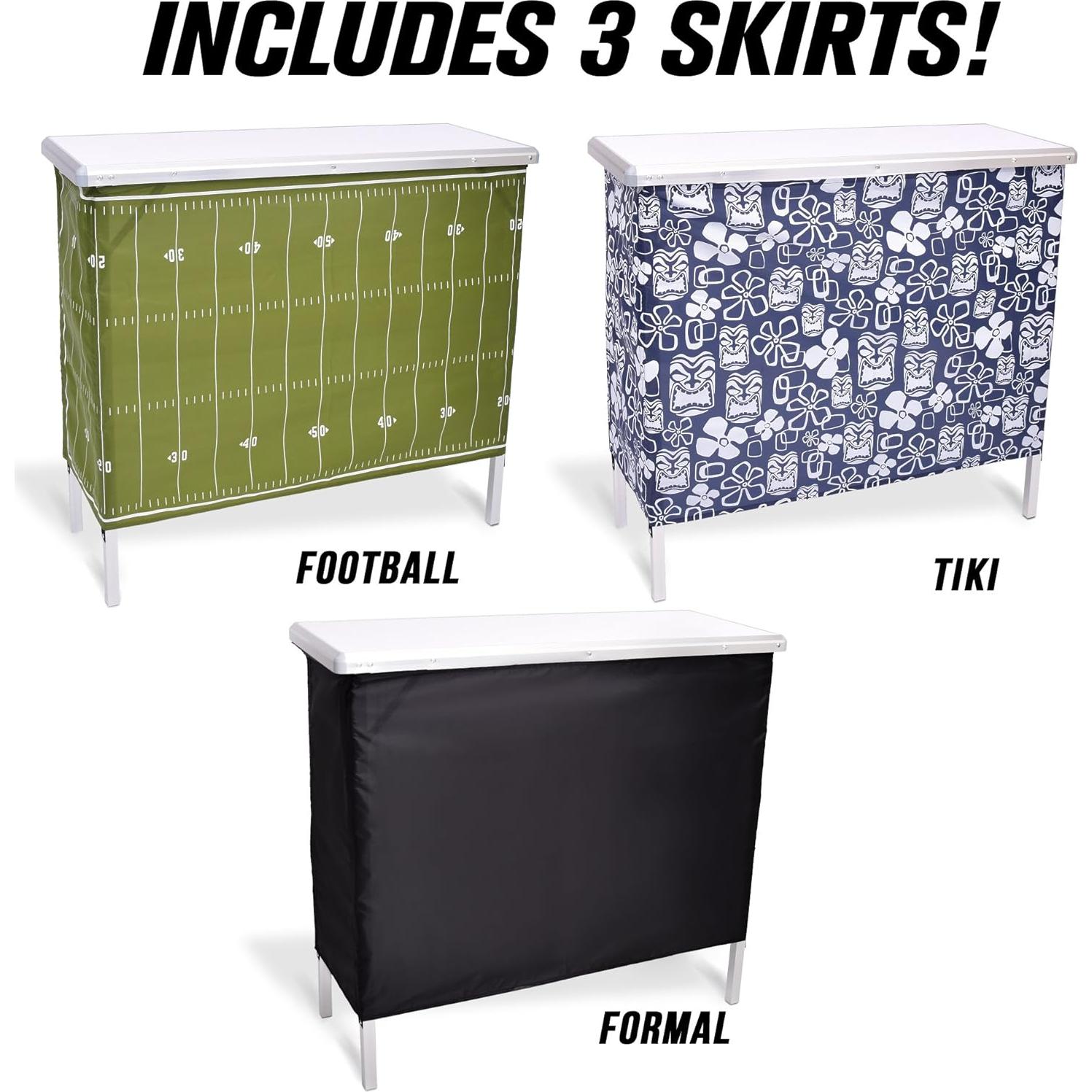 Mesa de Bar Portátil GoPong con 3 Faldas y Funda - 99x91 cm