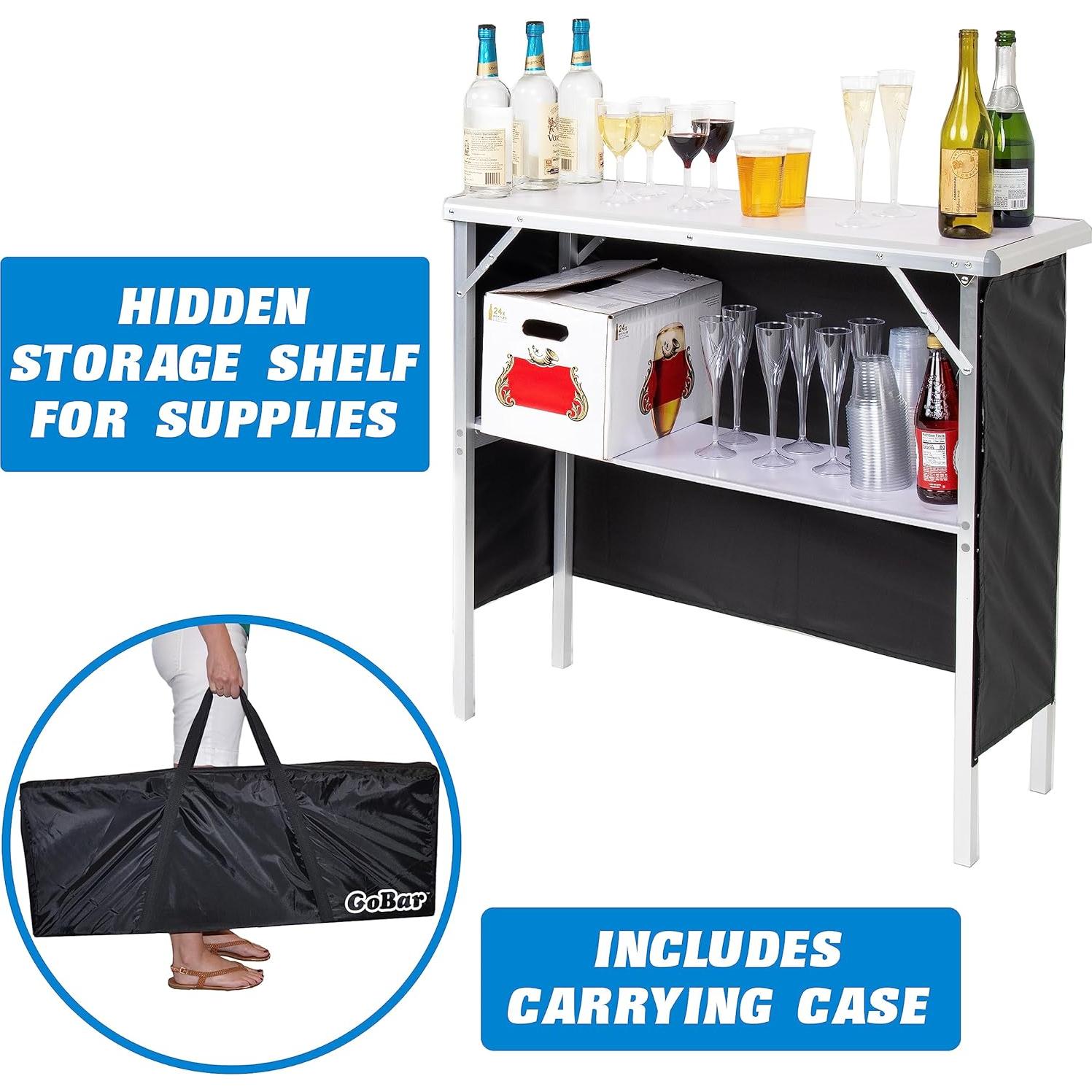 Mesa de Bar Portátil GoPong con 3 Faldas y Funda - 99x91 cm